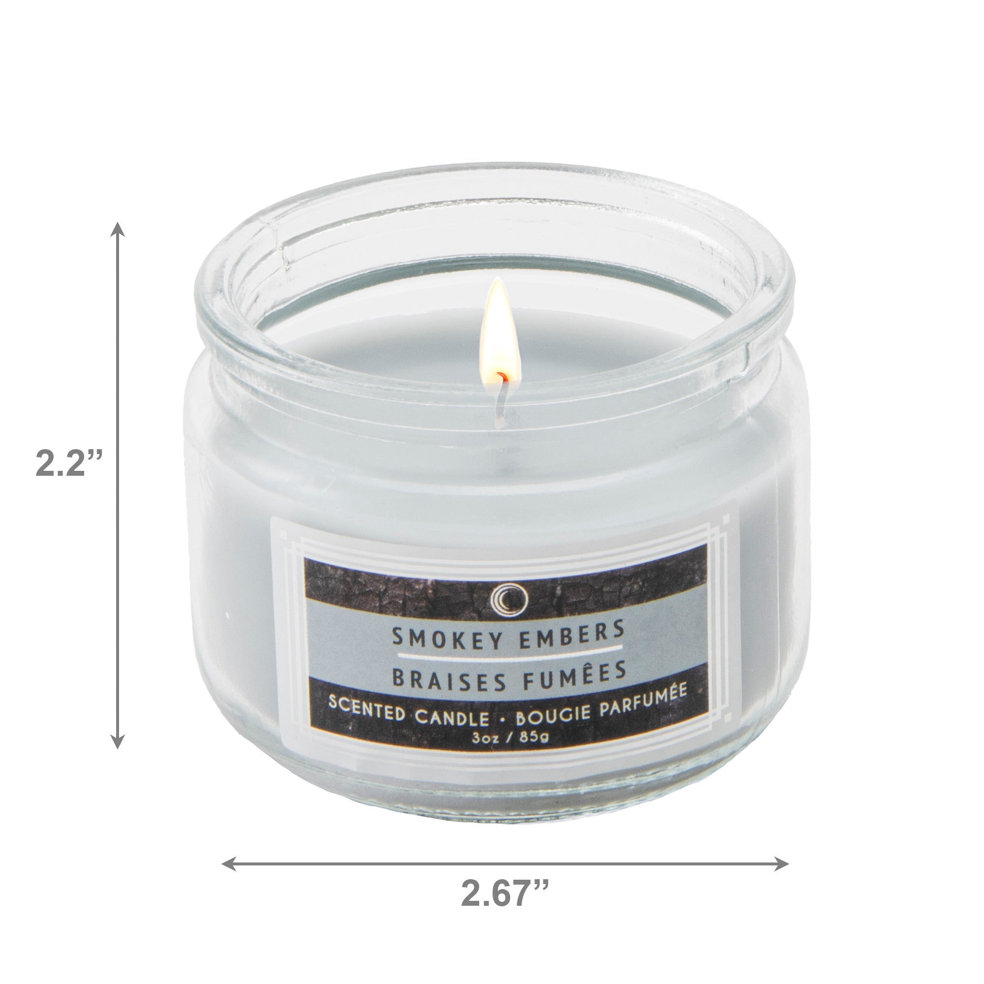 3 Oz Scented Glass Jar Candle with Warm Smokey Embers Aroma - Set of 4