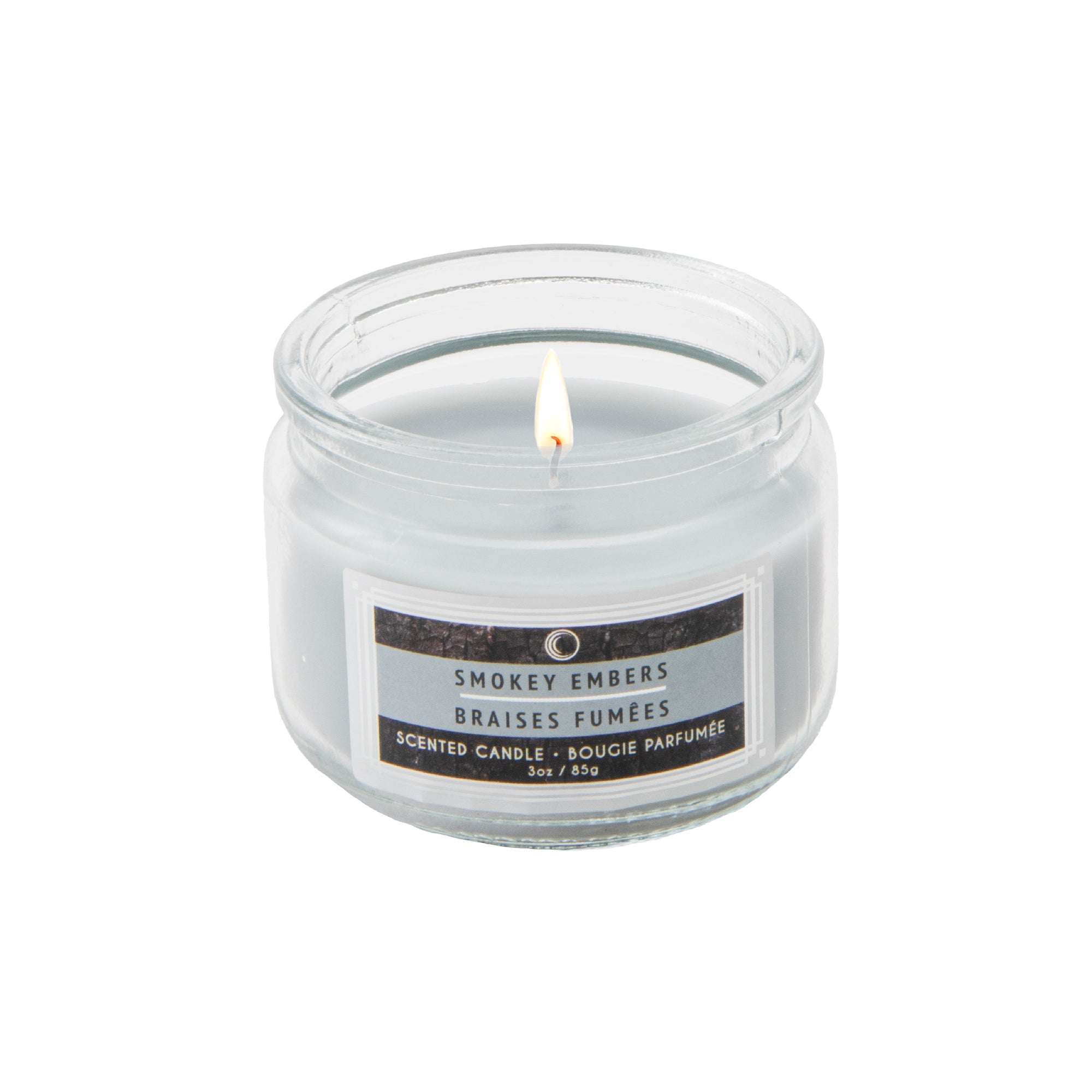 3 Oz Scented Glass Jar Candle with Warm Smokey Embers Aroma - Set of 4