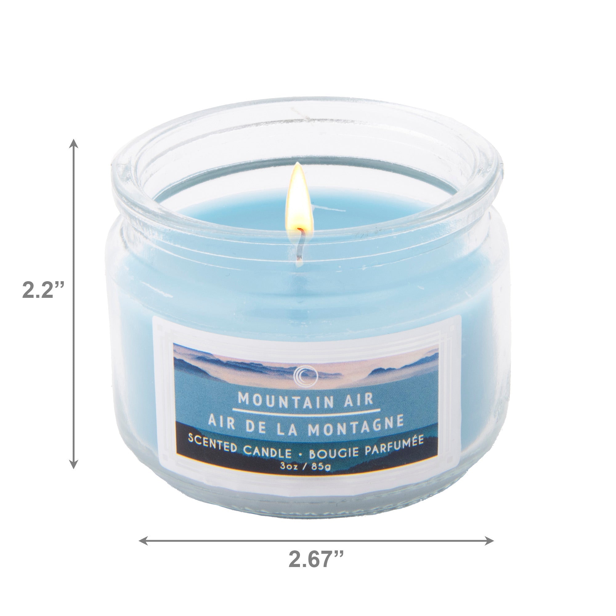 3 Oz Scented Glass Jar Candle with Crisp Mountain Air Scent - Set of 4