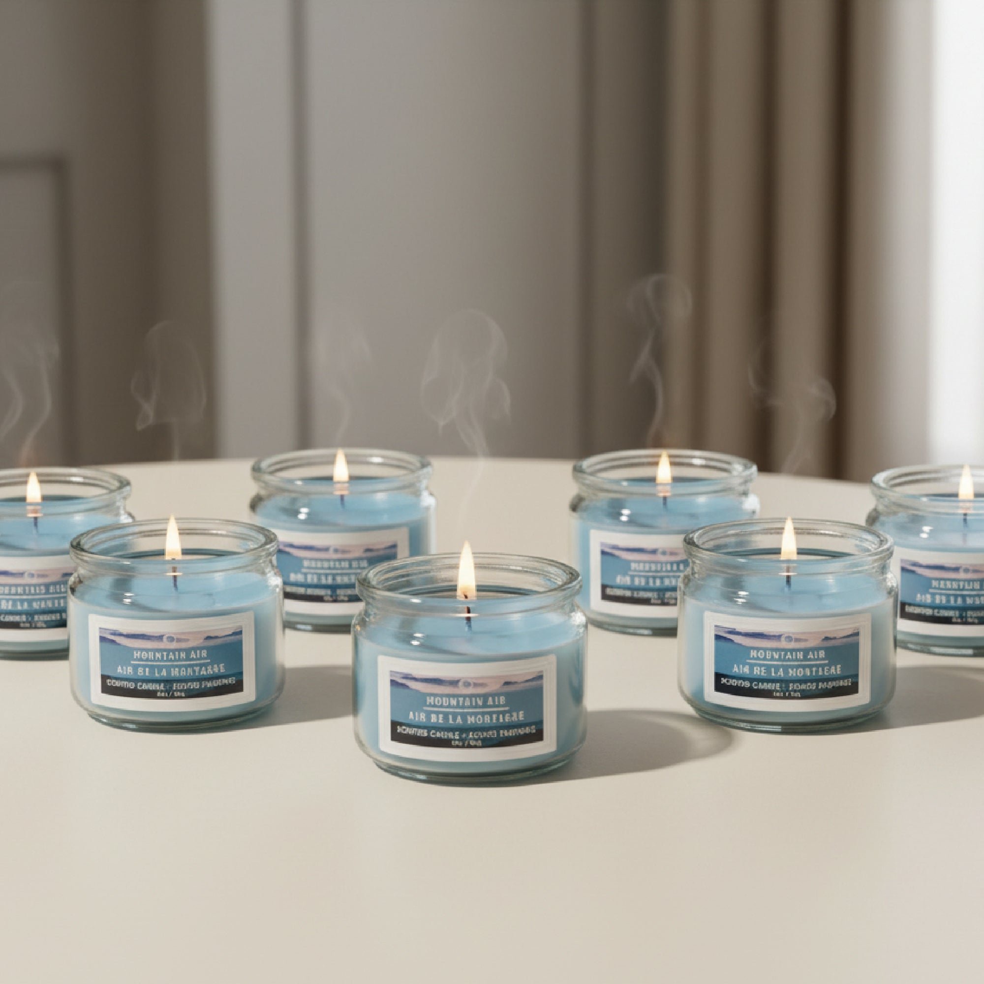 3 Ounce Scented Glass Jar Candle with Crisp Mountain Air Scent - Set of 4
