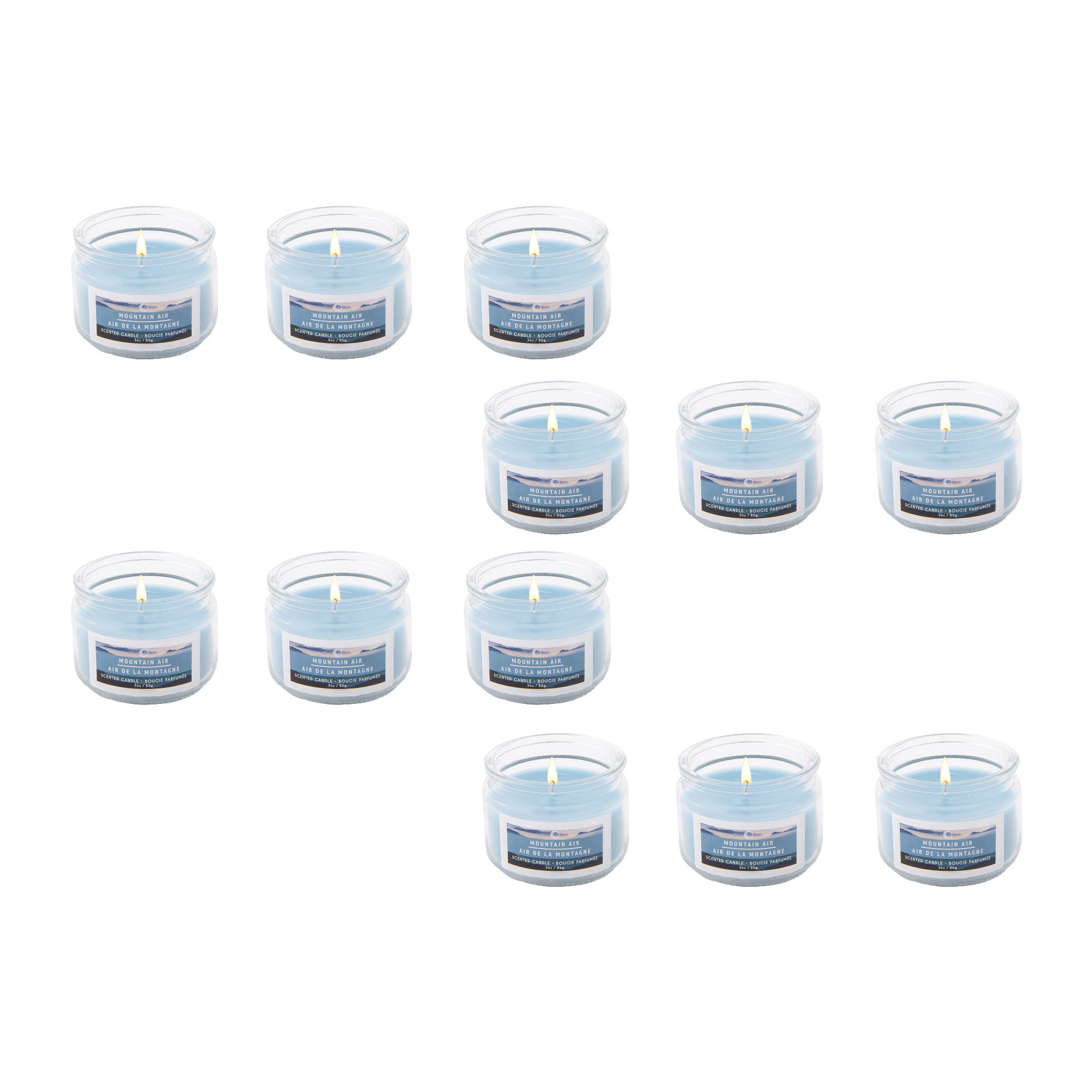 3 Oz Scented Glass Jar Candle with Crisp Mountain Air Scent - Set of 4