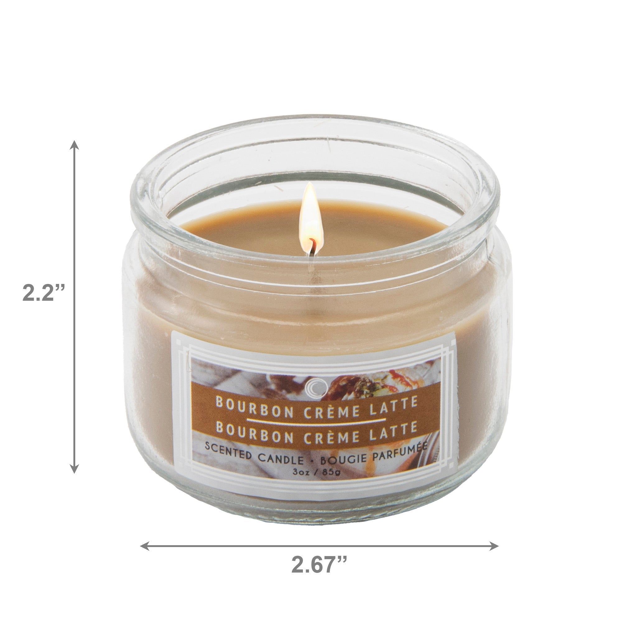 3 Oz Scented Glass Jar Candle with Rich Bourbon Crème Latte Fragrance - Set of 4