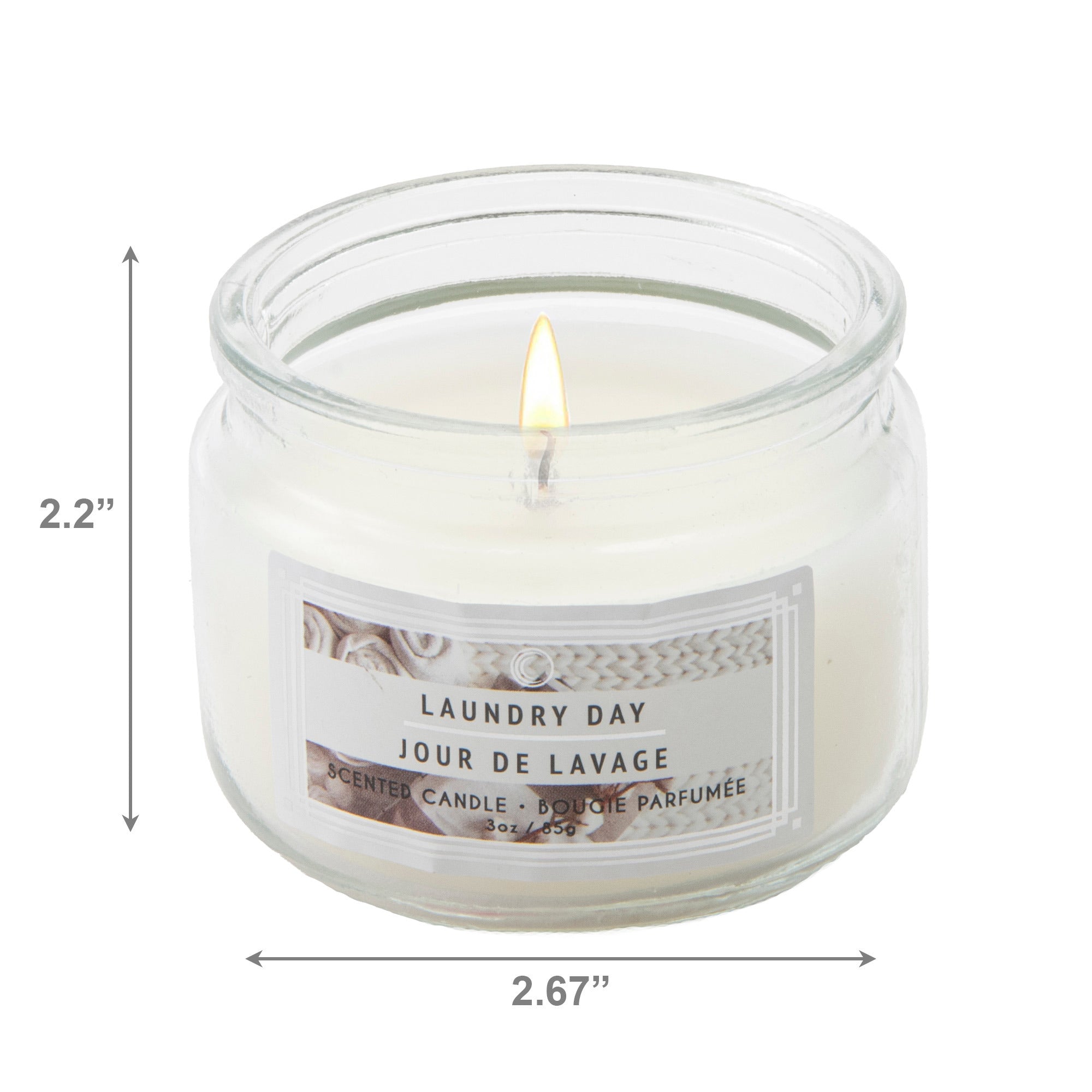 3 Oz Scented Glass Jar Candle with Fresh and Clean Laundry Day Scent - Set of 4