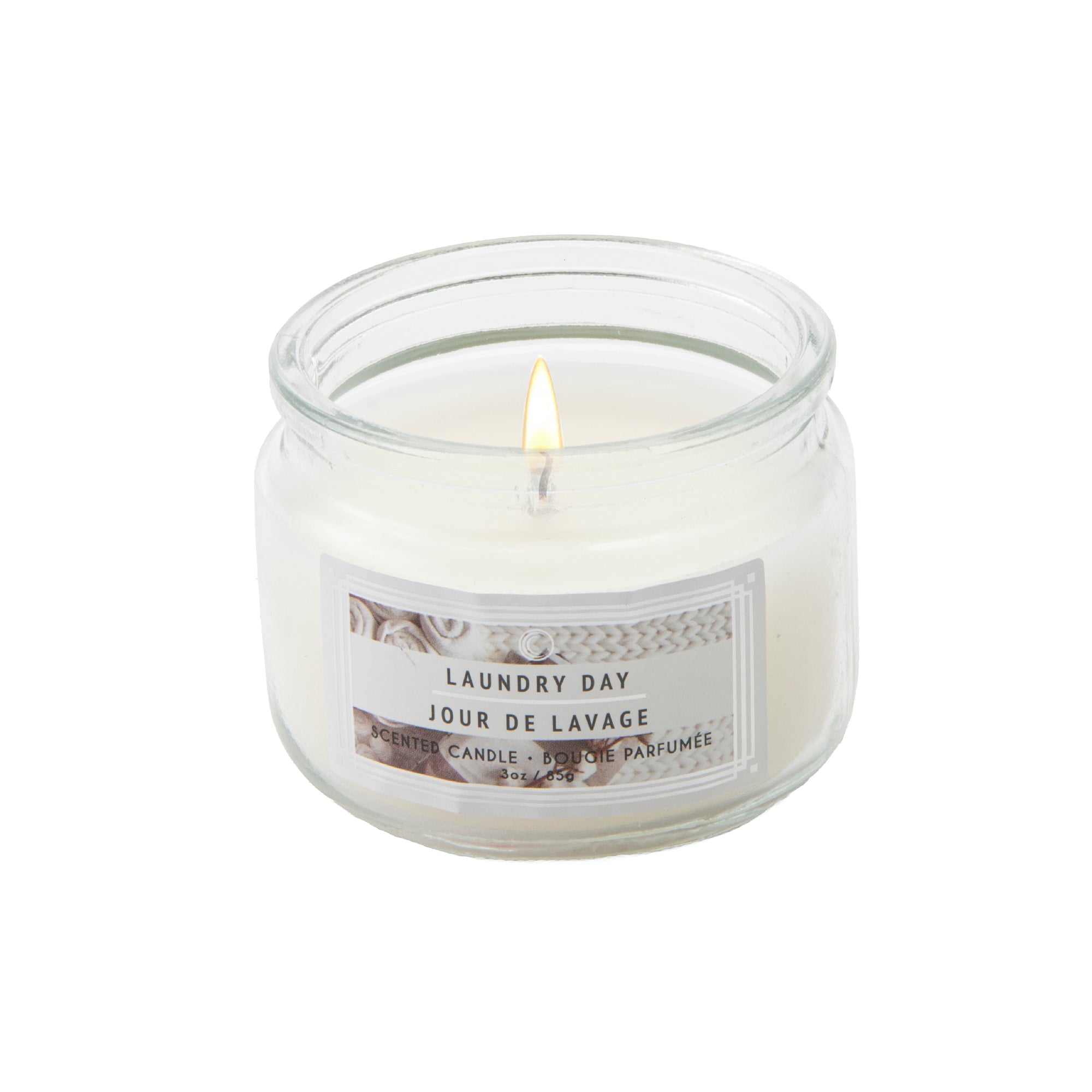 3 Oz Scented Glass Jar Candle with Fresh and Clean Laundry Day Scent - Set of 4