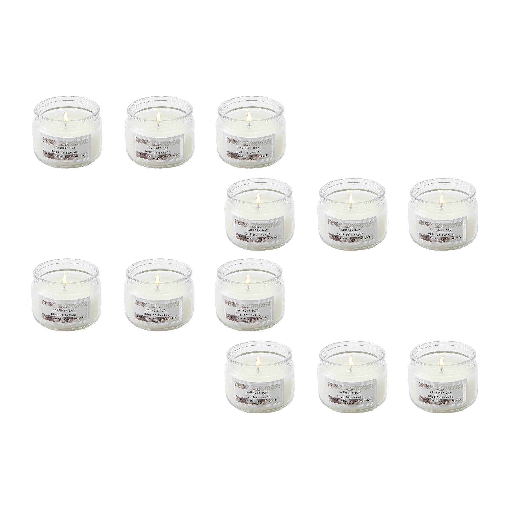3 Oz Scented Glass Jar Candle with Fresh and Clean Laundry Day Scent - Set of 4