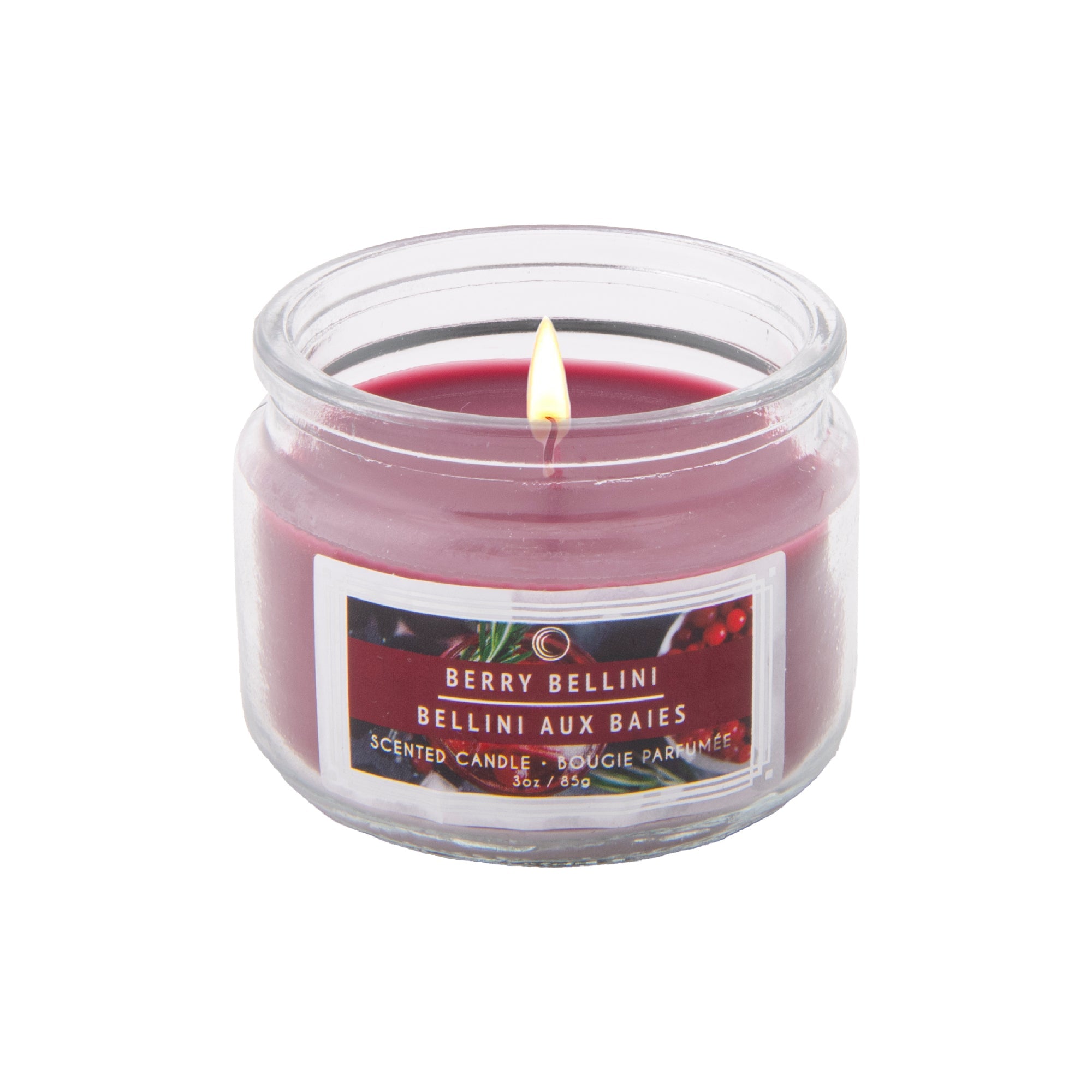 3 Oz Scented Glass Jar Candle with Sweet Berry Bellini Aroma - Set of 4