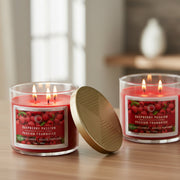 14 Ounce 3-Wick Jar Candle with Lid and Intense Raspberry Passion Fragrance - Set of 2