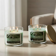 14 Ounce 3-Wick Jar Candle with Lid and Fresh Tropical Rain Fragrance - Set of 2