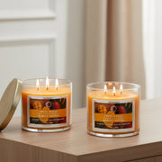 14 Ounce 3-Wick Jar Candle with Lid Featuring Sweet Mango Aroma - Set of 2