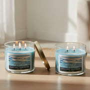 14 Ounce 3-Wick Jar Candle with Lid and Crisp Mountain Air Fragrance - Set of 2