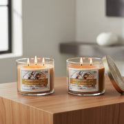 14 Ounce 3-Wick Jar Candle with Lid Infused with Rich Bourbon Crème Latte Aroma - Set of 2