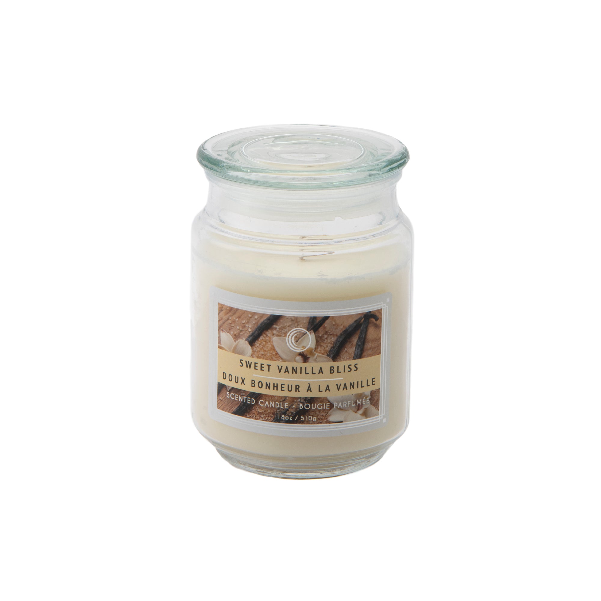 18 Oz Scented Jar Candle with Glass Lid and Warm Sweet Vanilla Bliss Aroma - Set of 2