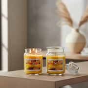 18 Ounce Scented Jar Candle with Glass Lid and Bright Citrus Nectar Scent - Set of 2