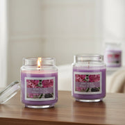 18 Ounce Scented Jar Candle with Glass Lid and Soft Floral Berry Petals Scent - Set of 2