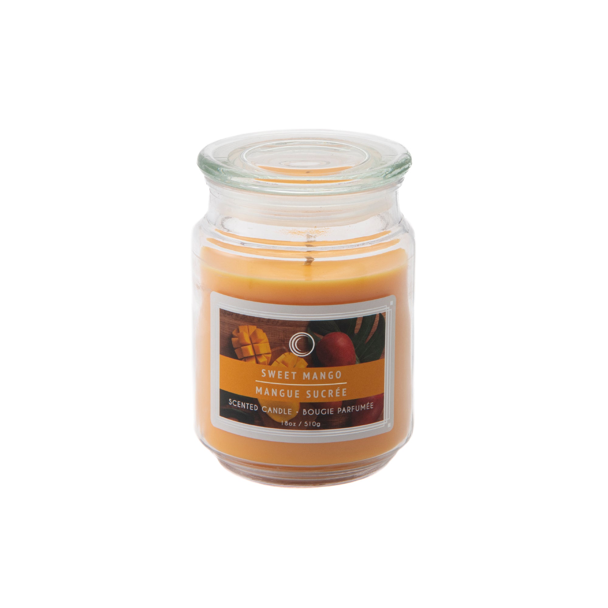 18 Oz Scented Jar Candle with Glass Lid Featuring Sweet Mango Aroma - Set of 2