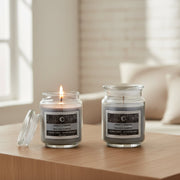 18 Ounce Scented Jar Candle with Glass Lid and Warm Smokey Embers Scent - Set of 2