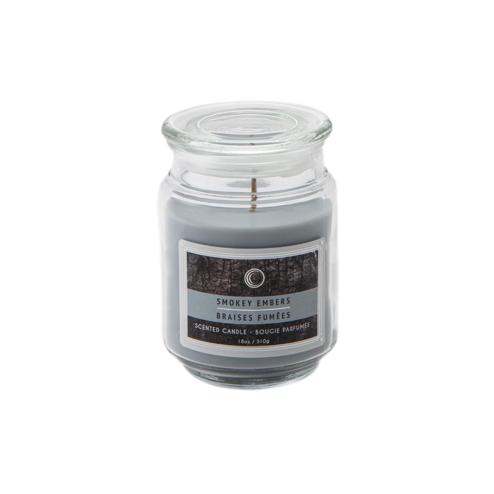 18 Oz Scented Jar Candle with Glass Lid and Warm Smokey Embers Scent - Set of 2
