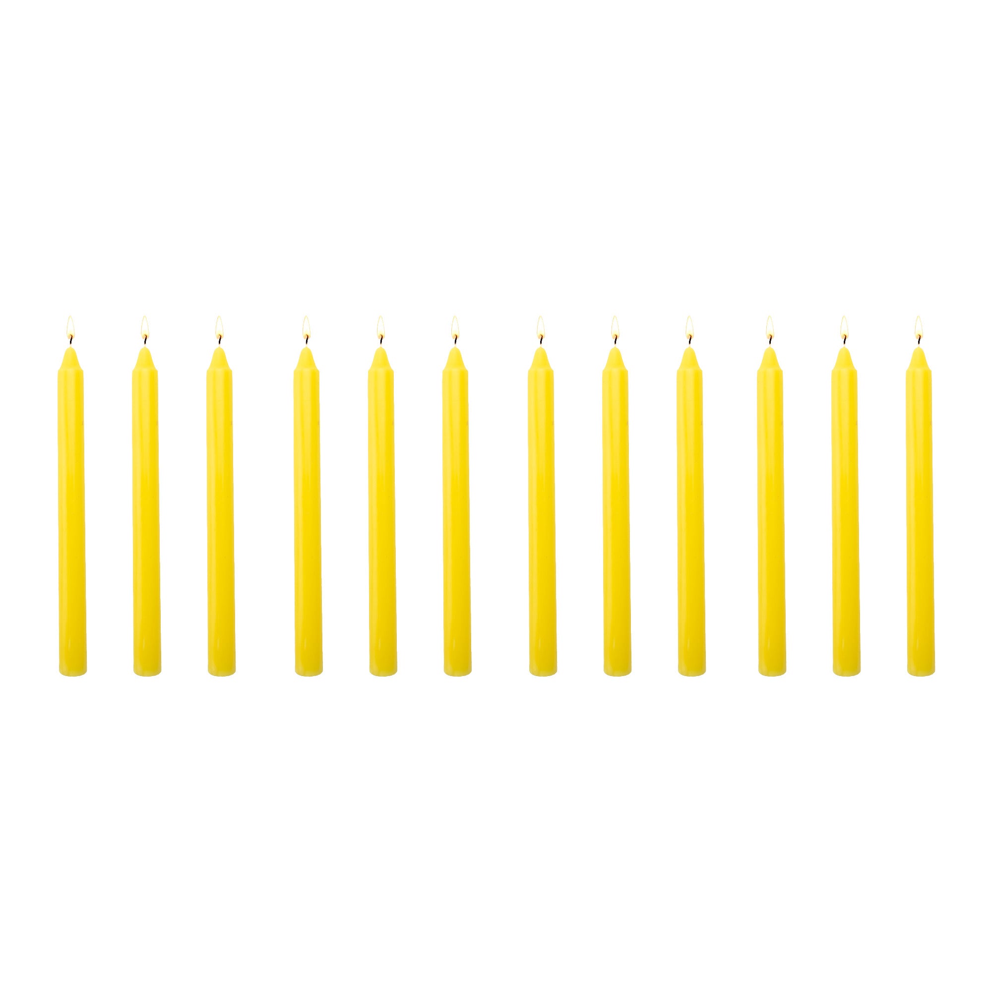 10 Inch Unscented Yellow Column Candle - Pack of 12 for Bright Decor - Set of 12
