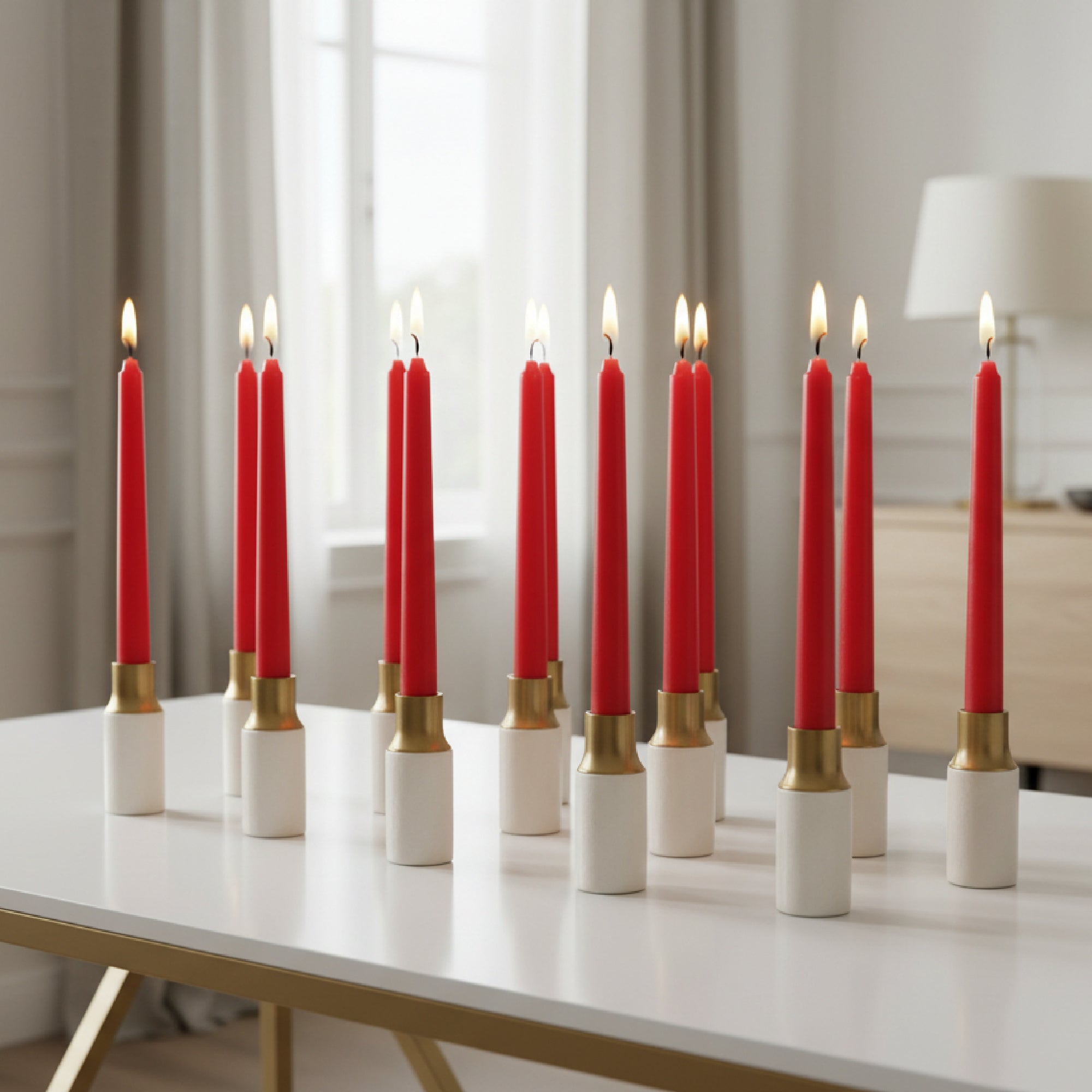 10 Inch Unscented Red Column Candle - Pack of 12 for Classic Ambiance - Set of 12