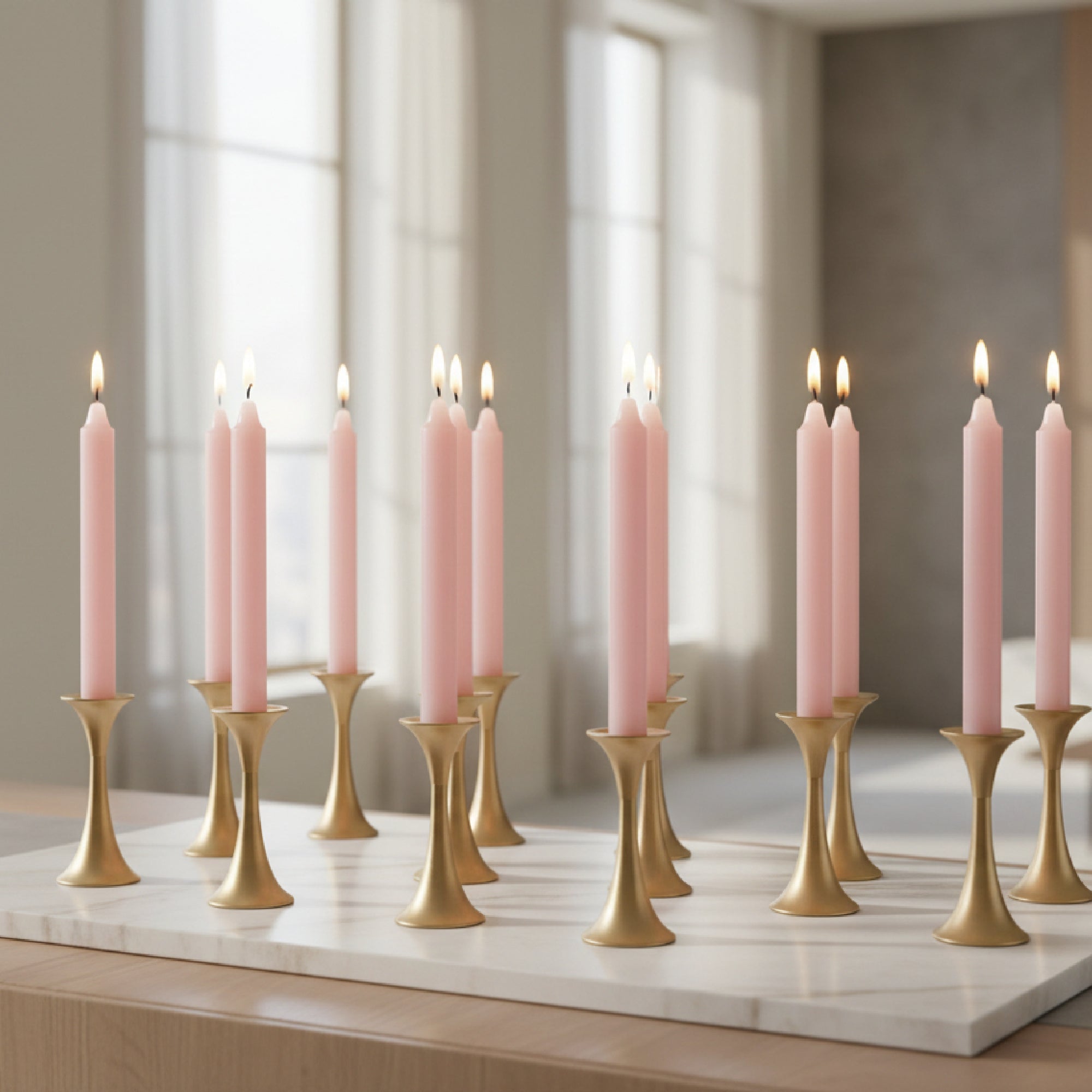 10 Inch Unscented Peach Column Candle - Pack of 12 for Soft Glow - Set of 12