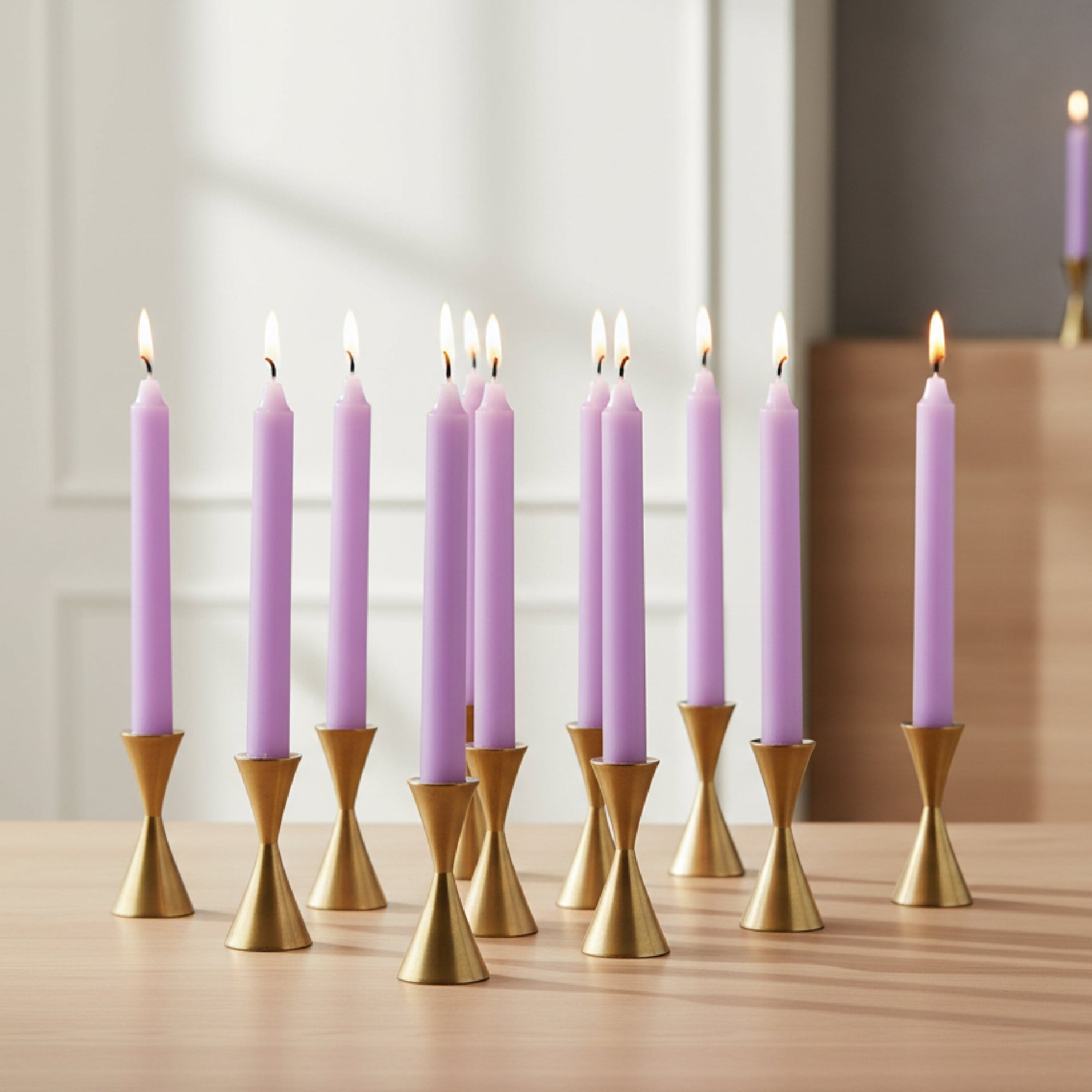 10 Inch Unscented Purple Column Candle - Pack of 12 for Elegant Touch - Set of 12