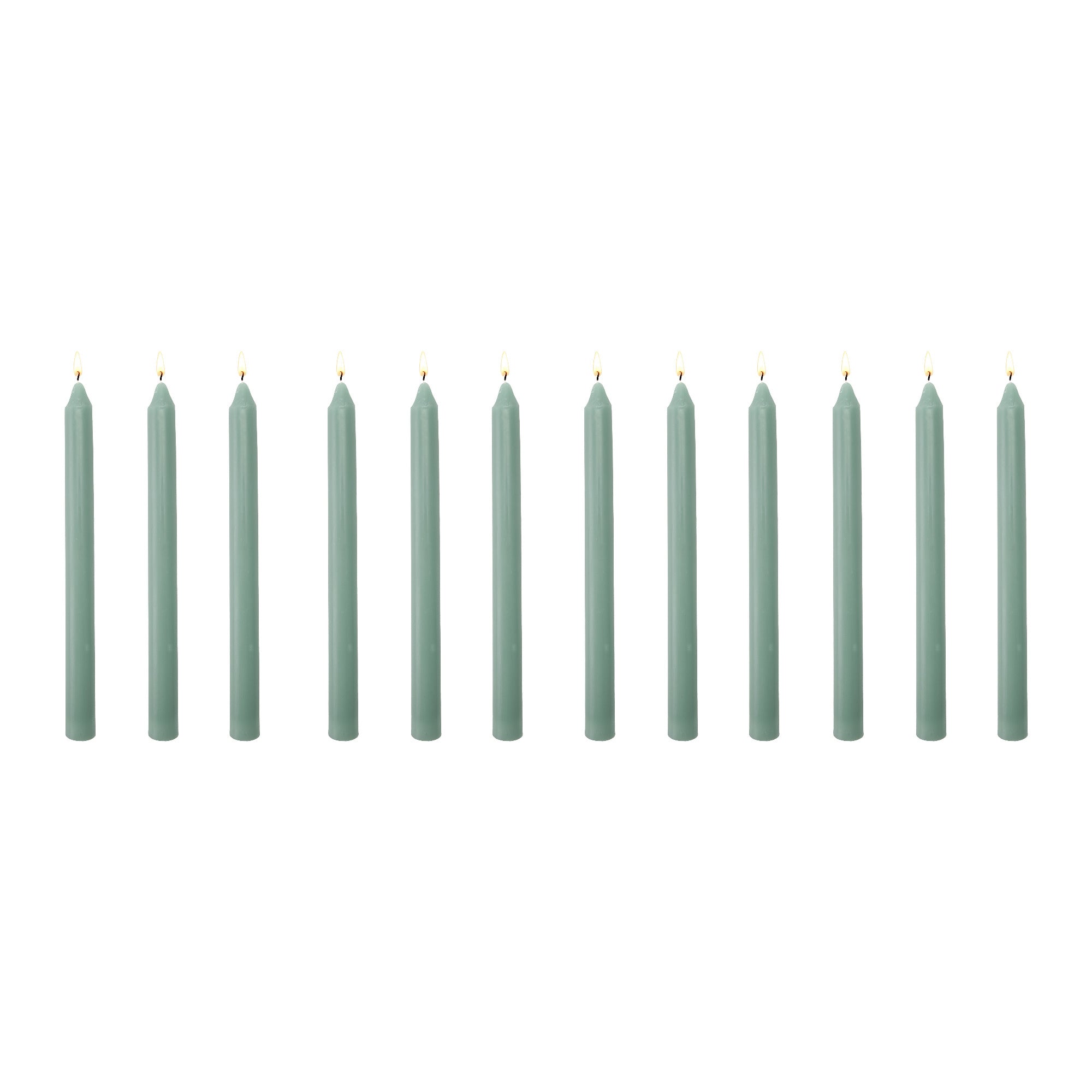 10 Inch Unscented Green Column Candle - Pack of 12 for Natural Vibes - Set of 12