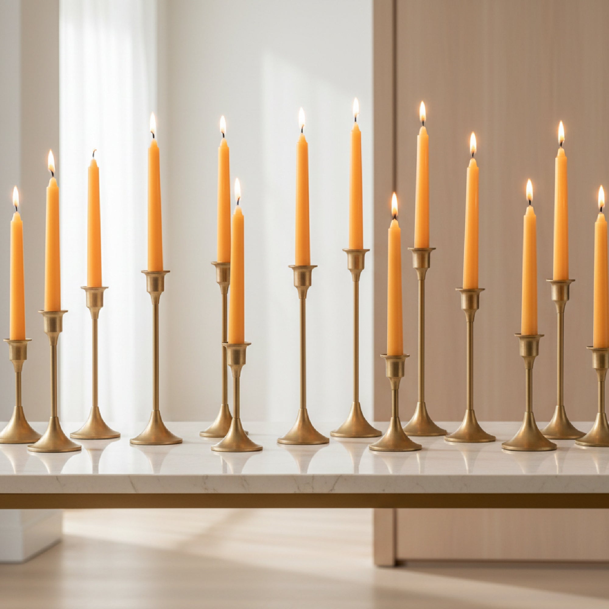 10 Inch Unscented Orange Column Candle - Pack of 12 for Warmth - Set of 12