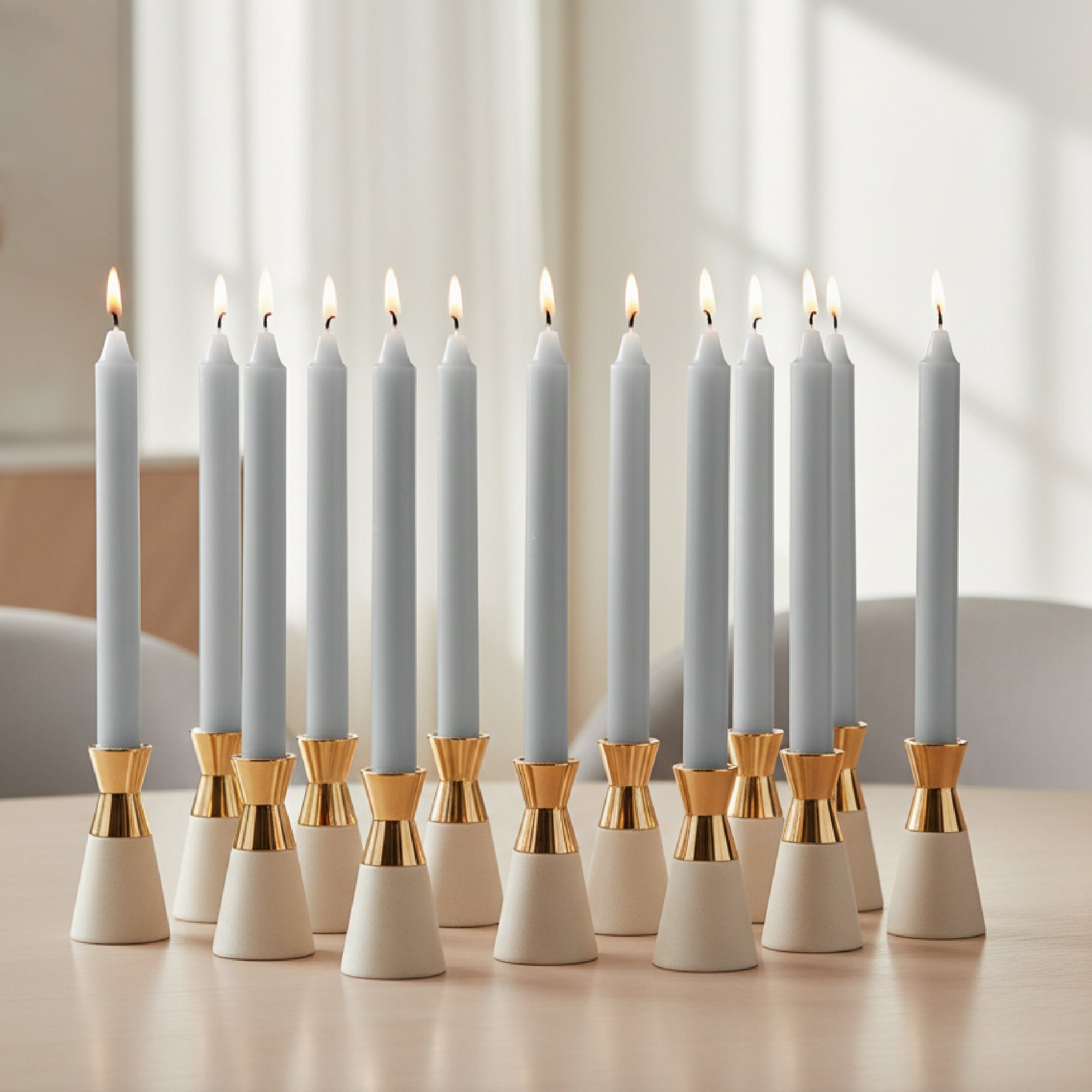 10 Inch Unscented Gray Column Candle - Pack of 12 for Neutral Style - Set of 12