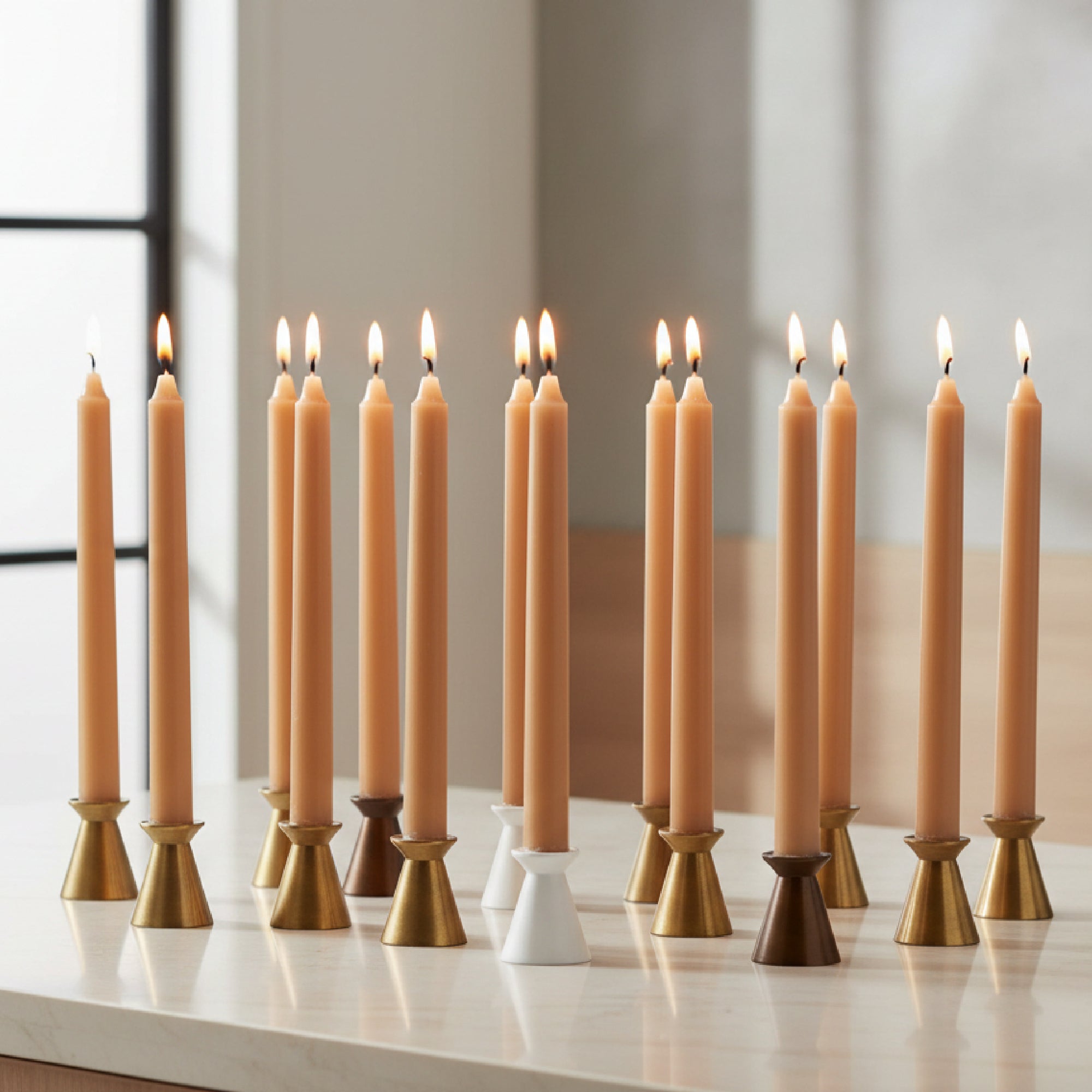 10 Inch Unscented Taupe Column Candle - Pack of 12 for Subtle Elegance - Set of 12
