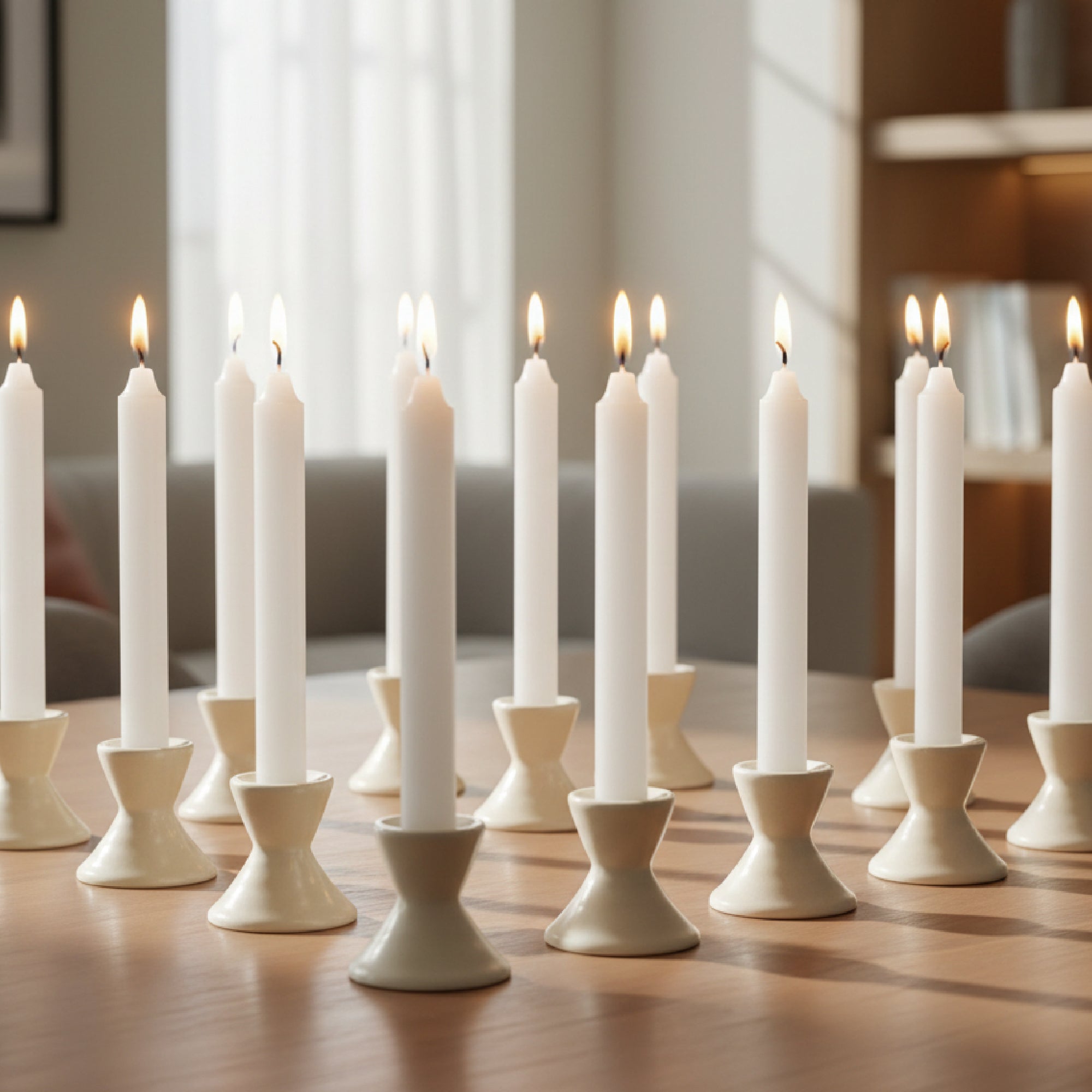 10 Inch Unscented White Column Candle - Pack of 12 for Classic Decor - Set of 12