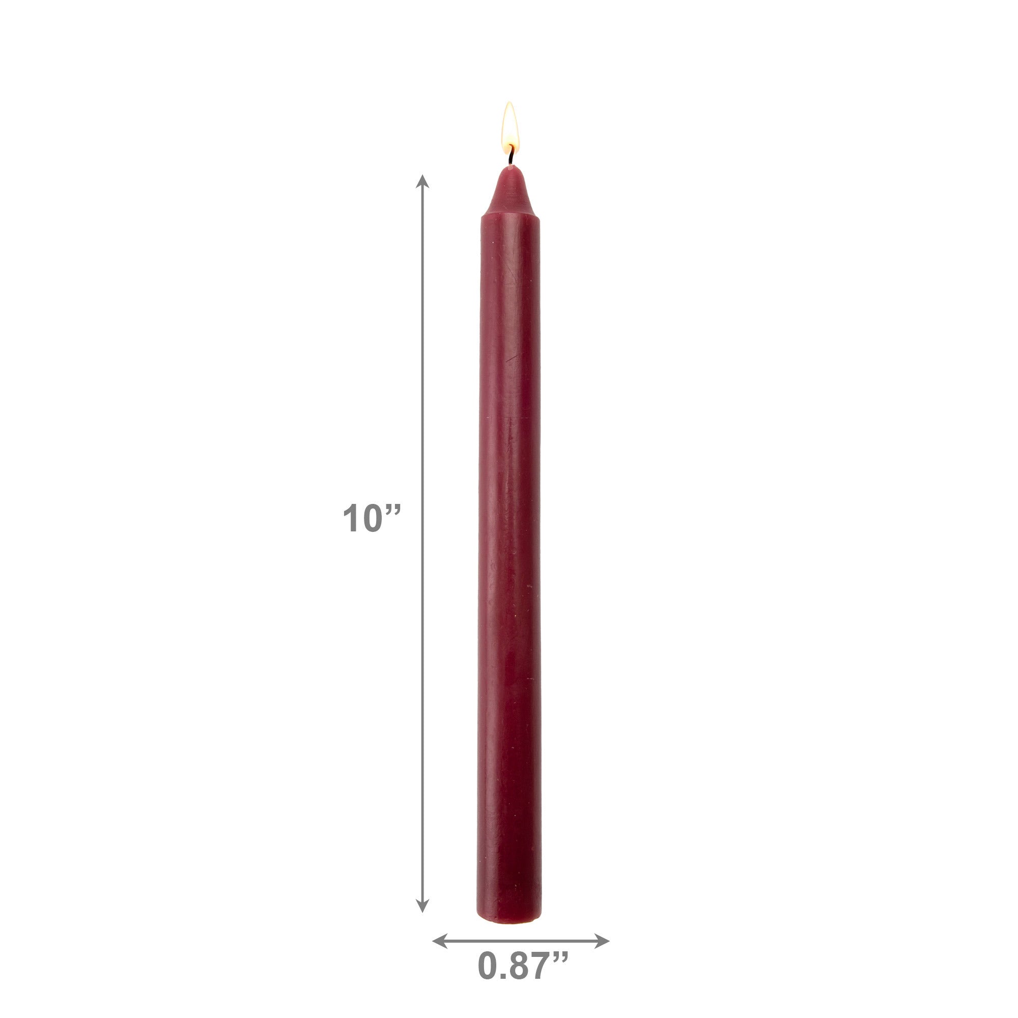10 Inch Unscented Burgundy Column Candle - Pack of 12 for Rich Color - Set of 12
