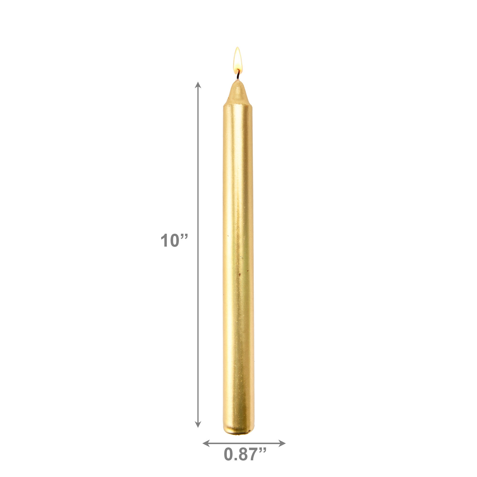 10 Inch Unscented Metallic Gold Column Candle - Pack of 12 for Glamorous Glow - Set of 12