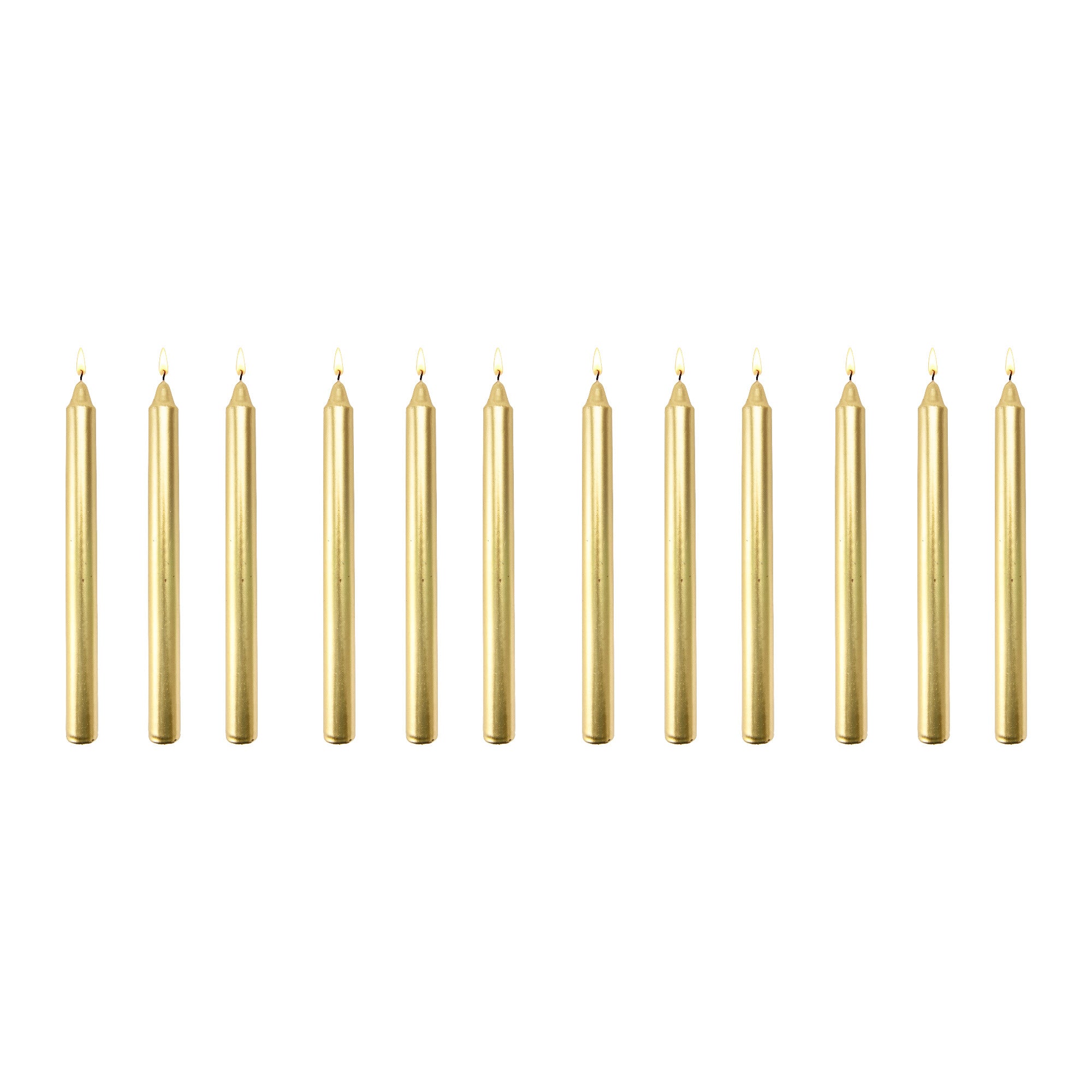 10 Inch Unscented Metallic Gold Column Candle - Pack of 12 for Glamorous Glow - Set of 12