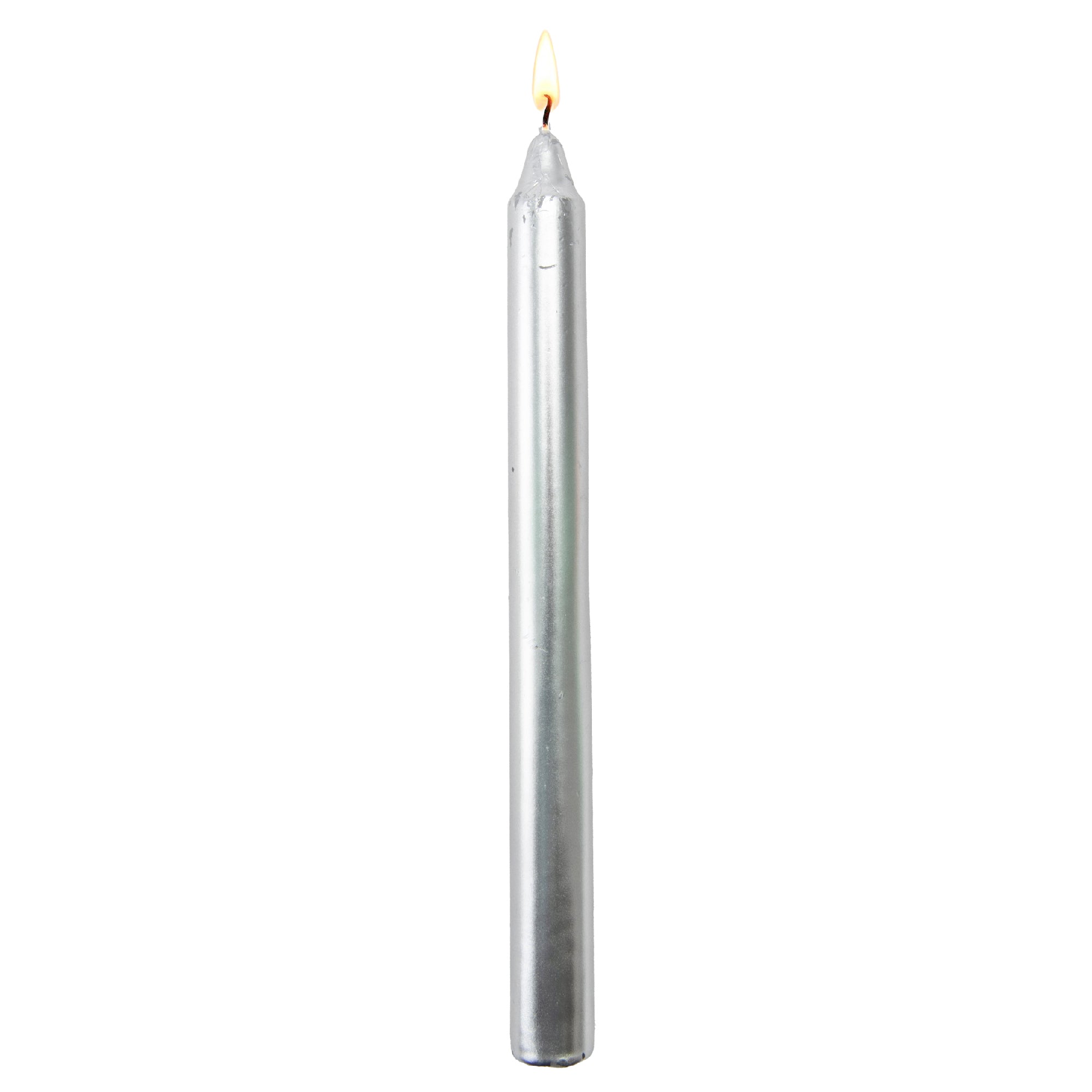 10 Inch Unscented Metallic Silver Column Candle - Pack of 12 for Sleek Shine - Set of 12