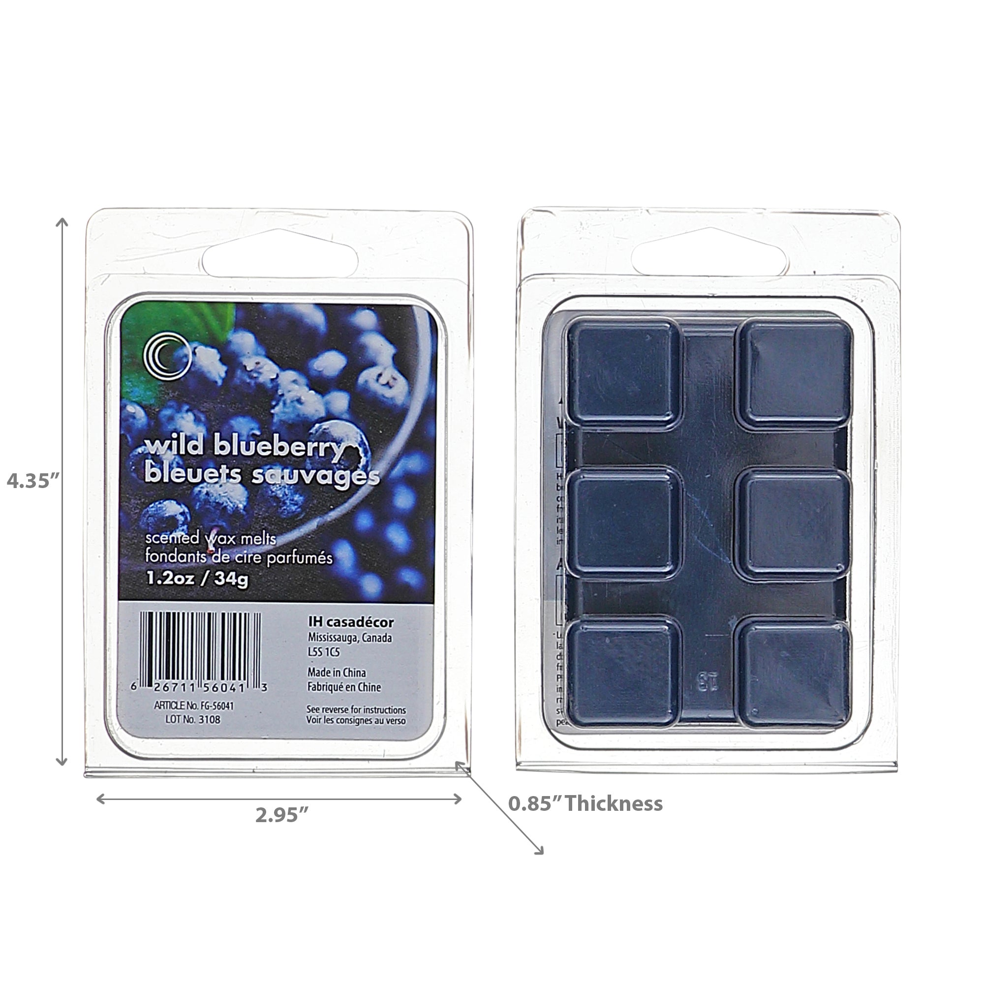 6 Pack Scented Wax Melts Wild Blueberry Home Fragrance Wax Melts