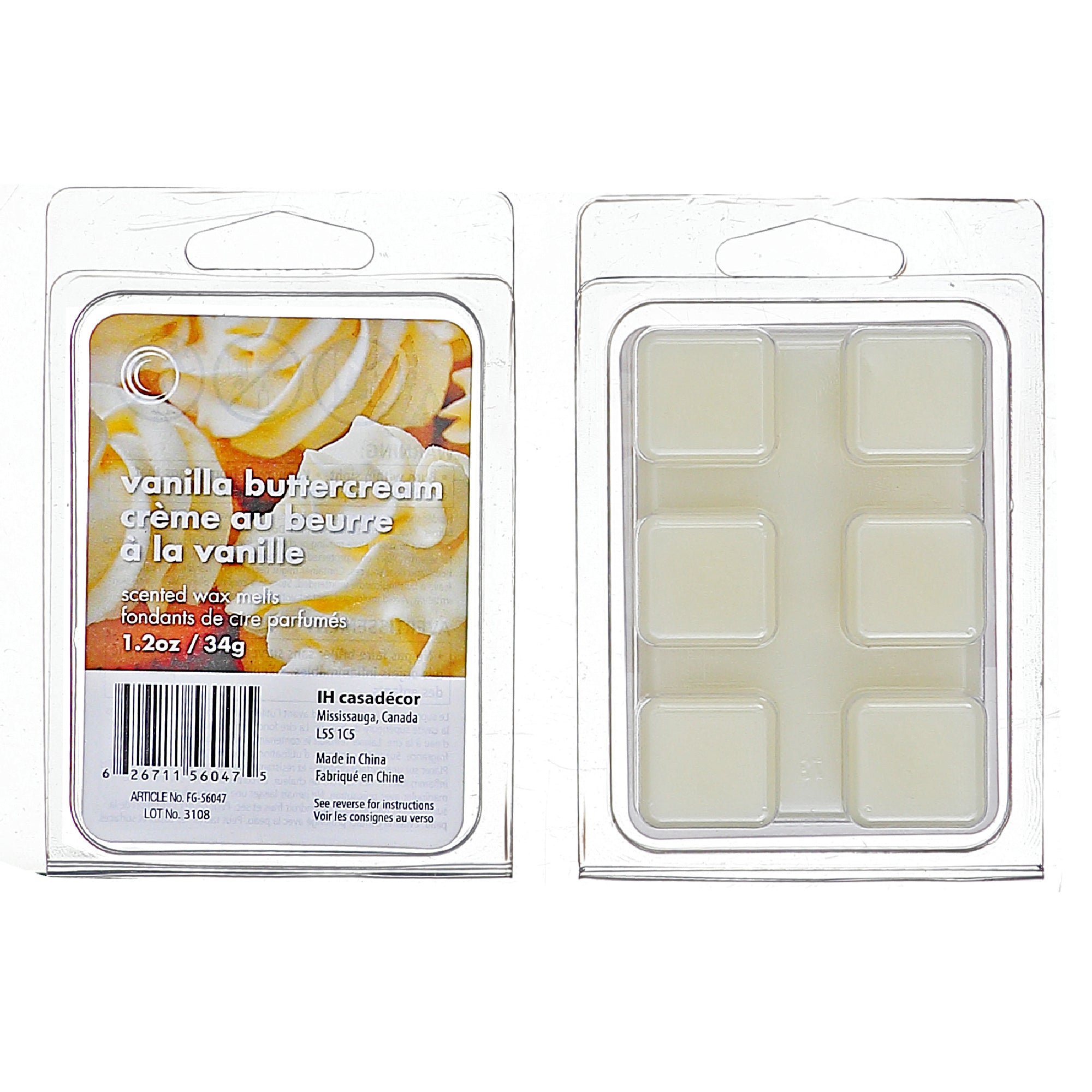 6 Pack Scented Wax Melts Vanilla Buttercream Home Fragrance Wax Melts