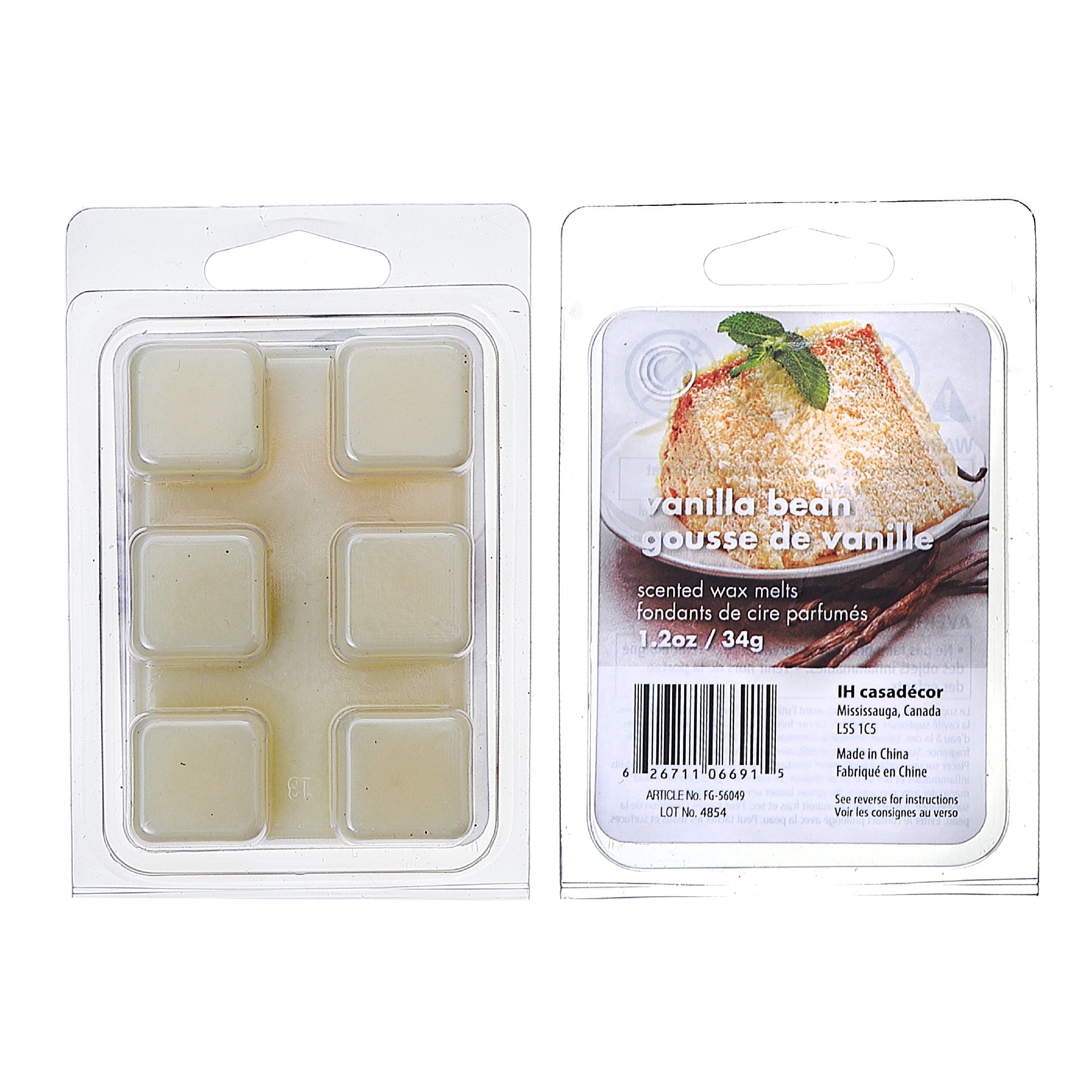6-Pack Scented Wax Melts Vanilla Bean – Home Fragrance, Wax Melt Cubes