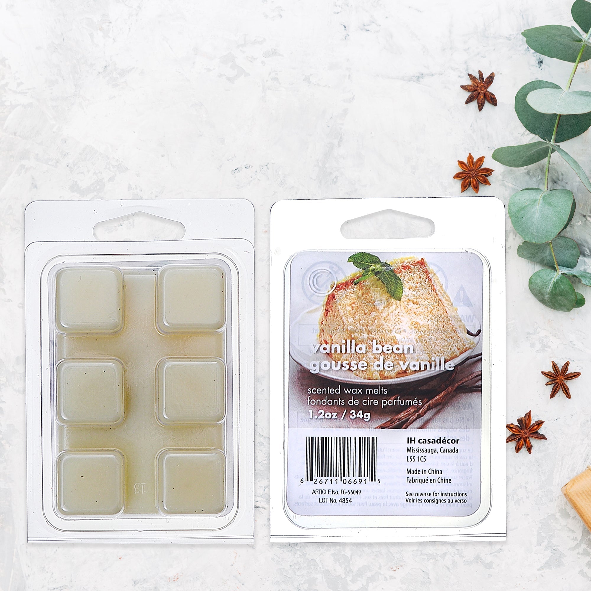 6-Pack Scented Wax Melts Vanilla Bean – Home Fragrance, Wax Melt Cubes