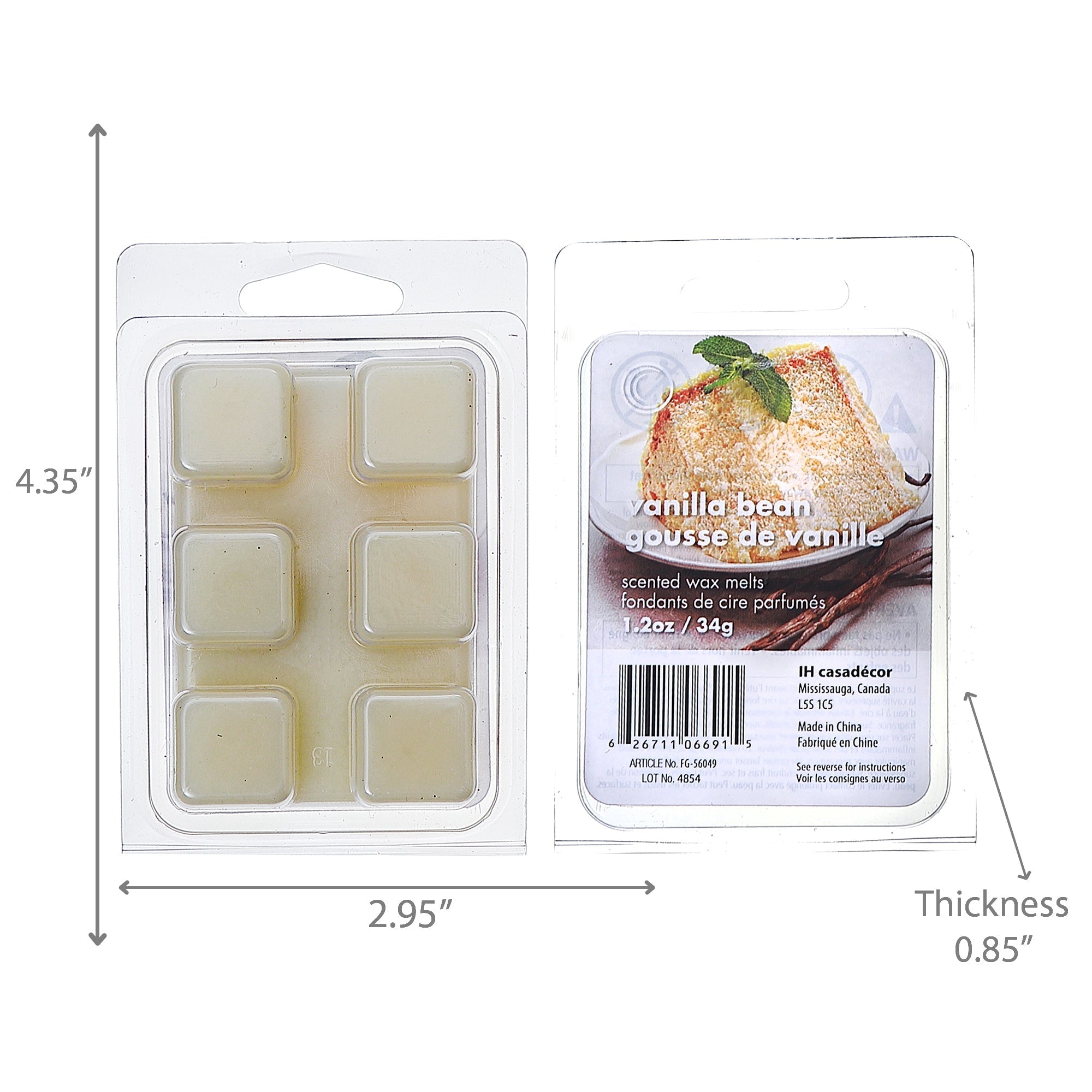 6-Pack Scented Wax Melts Vanilla Bean – Home Fragrance, Wax Melt Cubes