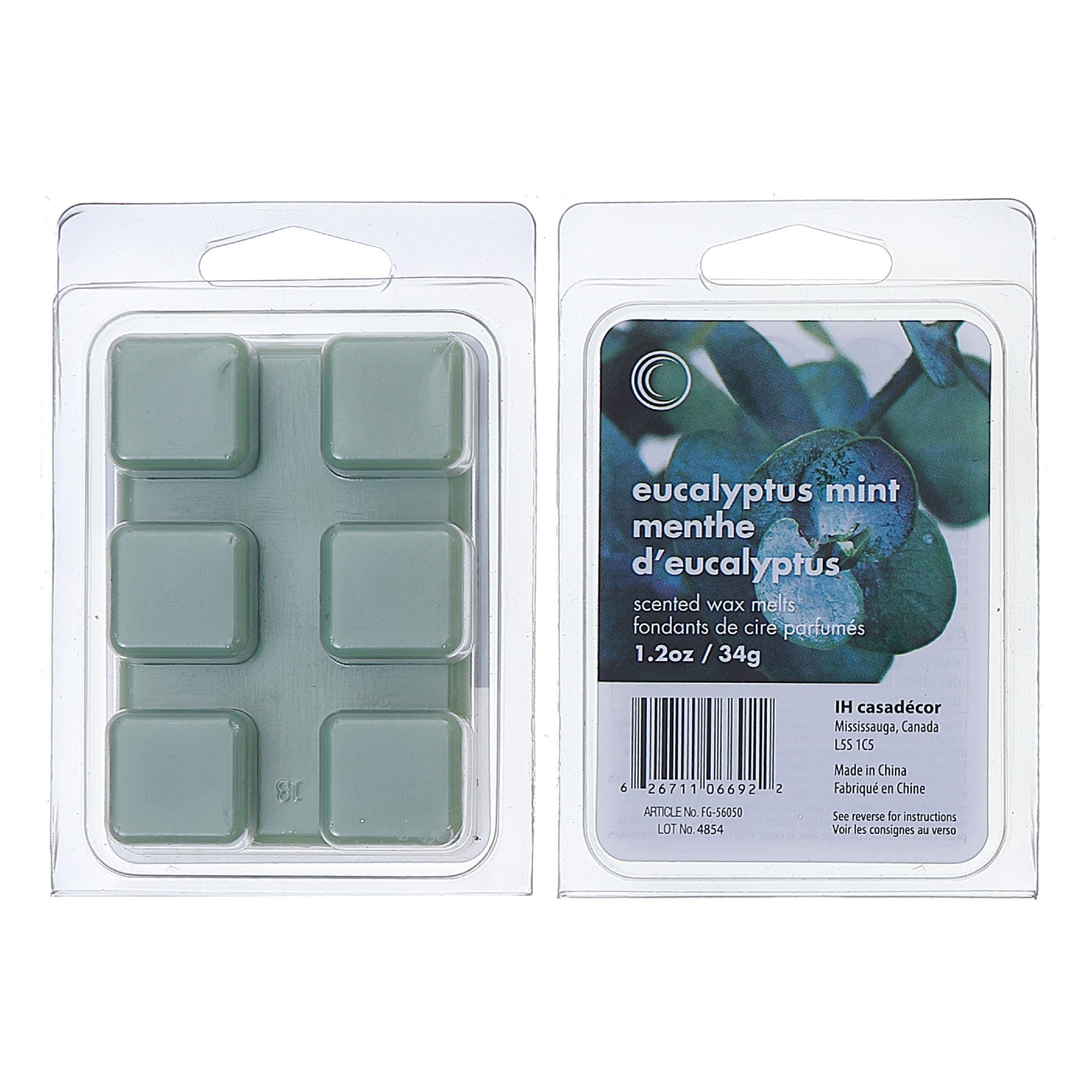 6-Pack Scented Wax Melts Eucalyptus Mint – Home Fragrance, Wax Melt Cubes
