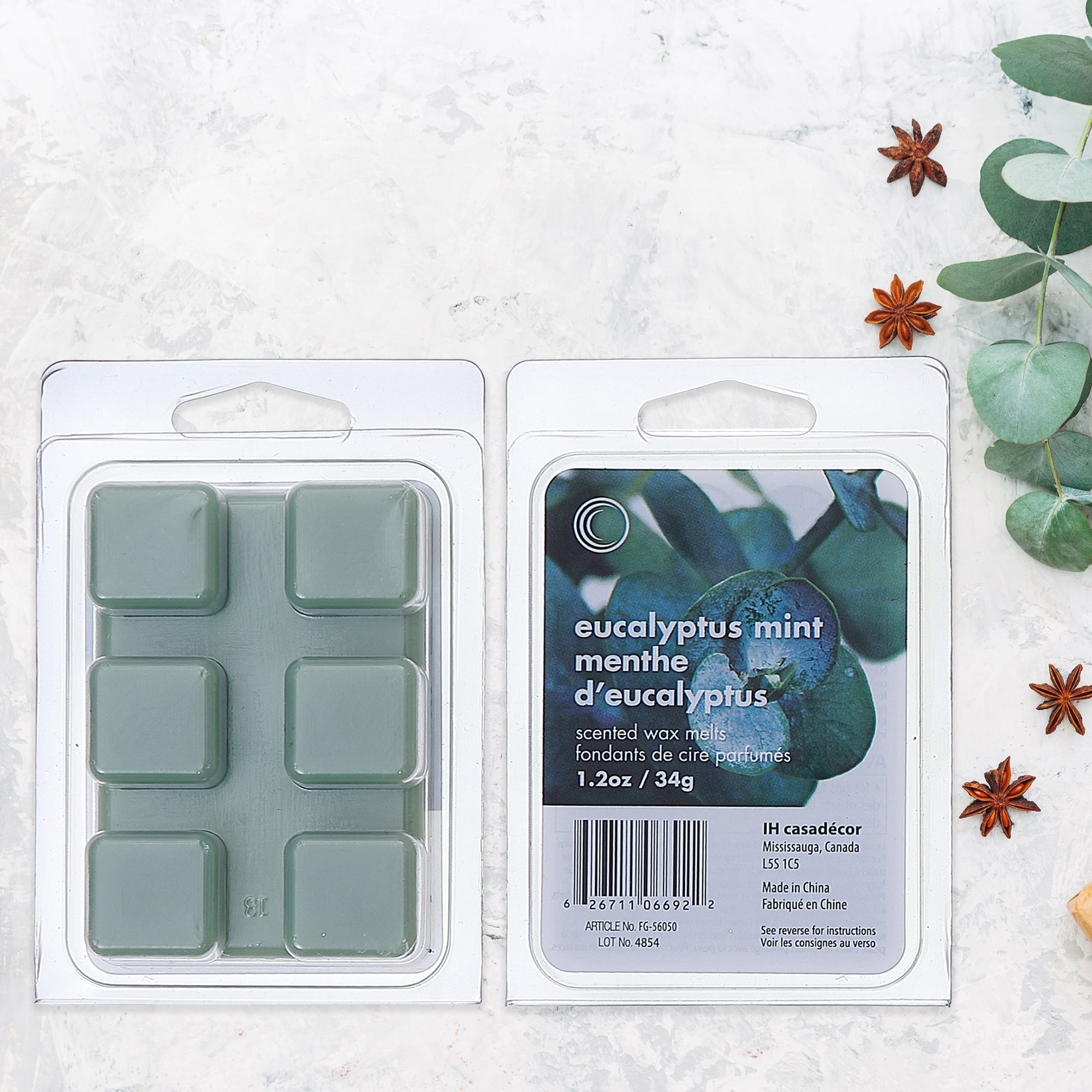 6-Pack Scented Wax Melts Eucalyptus Mint – Home Fragrance, Wax Melt Cubes