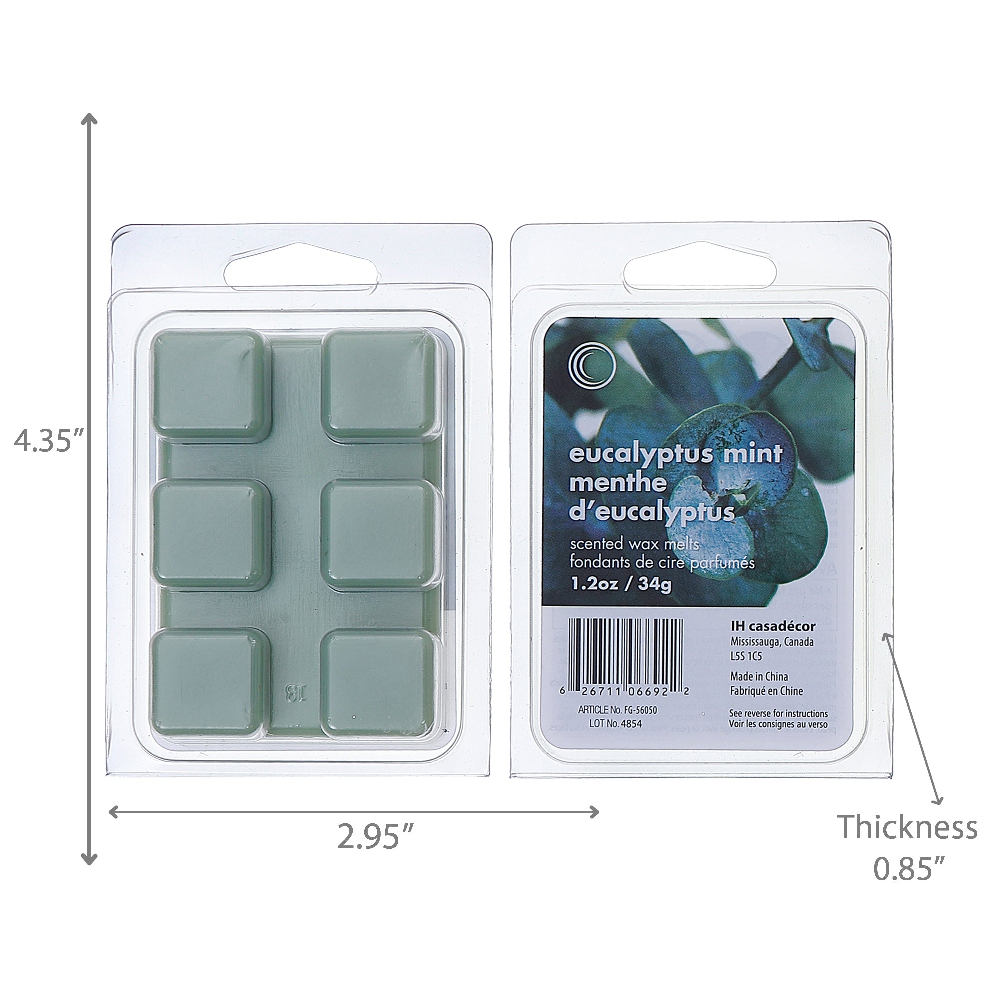 6-Pack Scented Wax Melts Eucalyptus Mint – Home Fragrance, Wax Melt Cubes