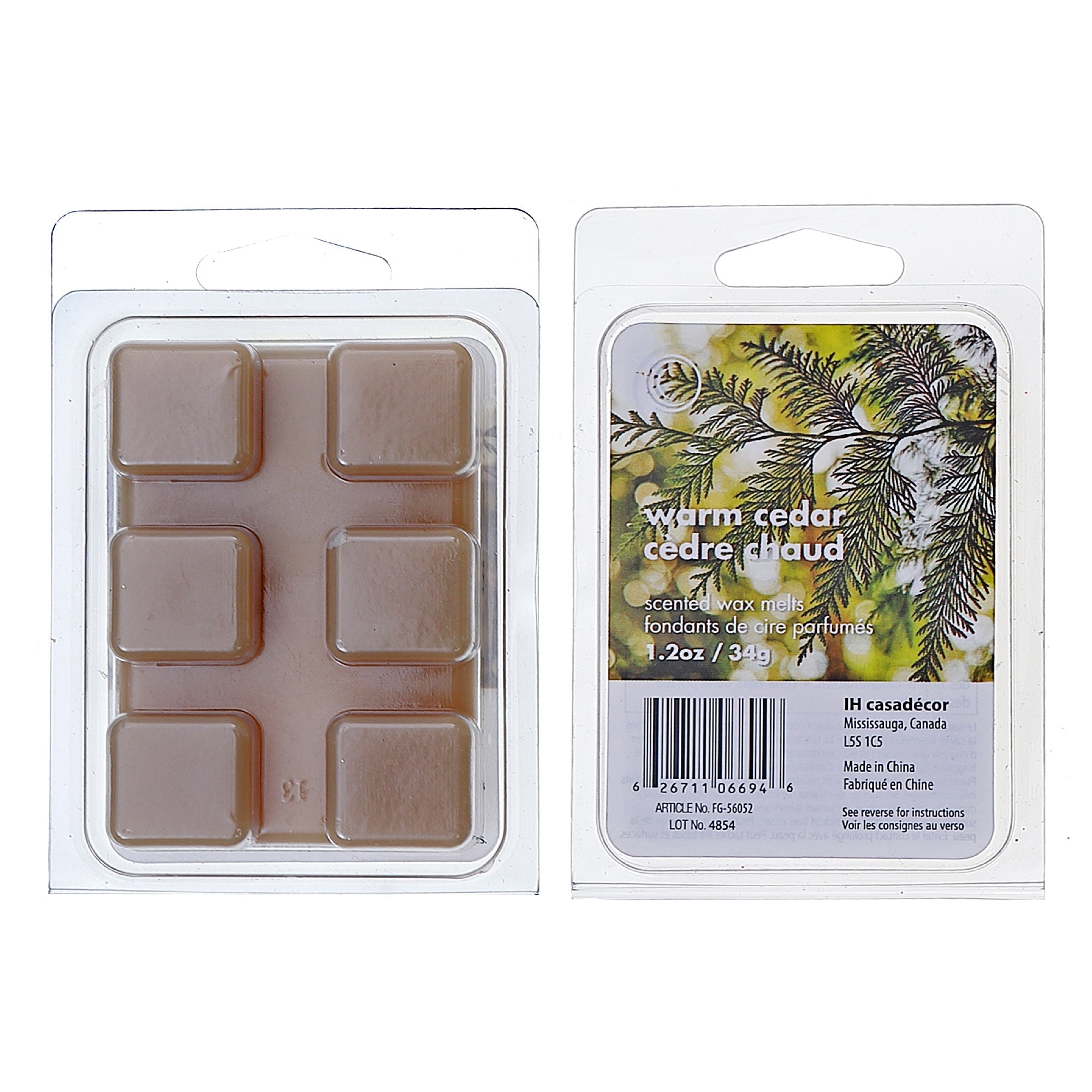 6-Pack Scented Wax Melts Warm Cedar – Home Fragrance, Wax Melt Cubes