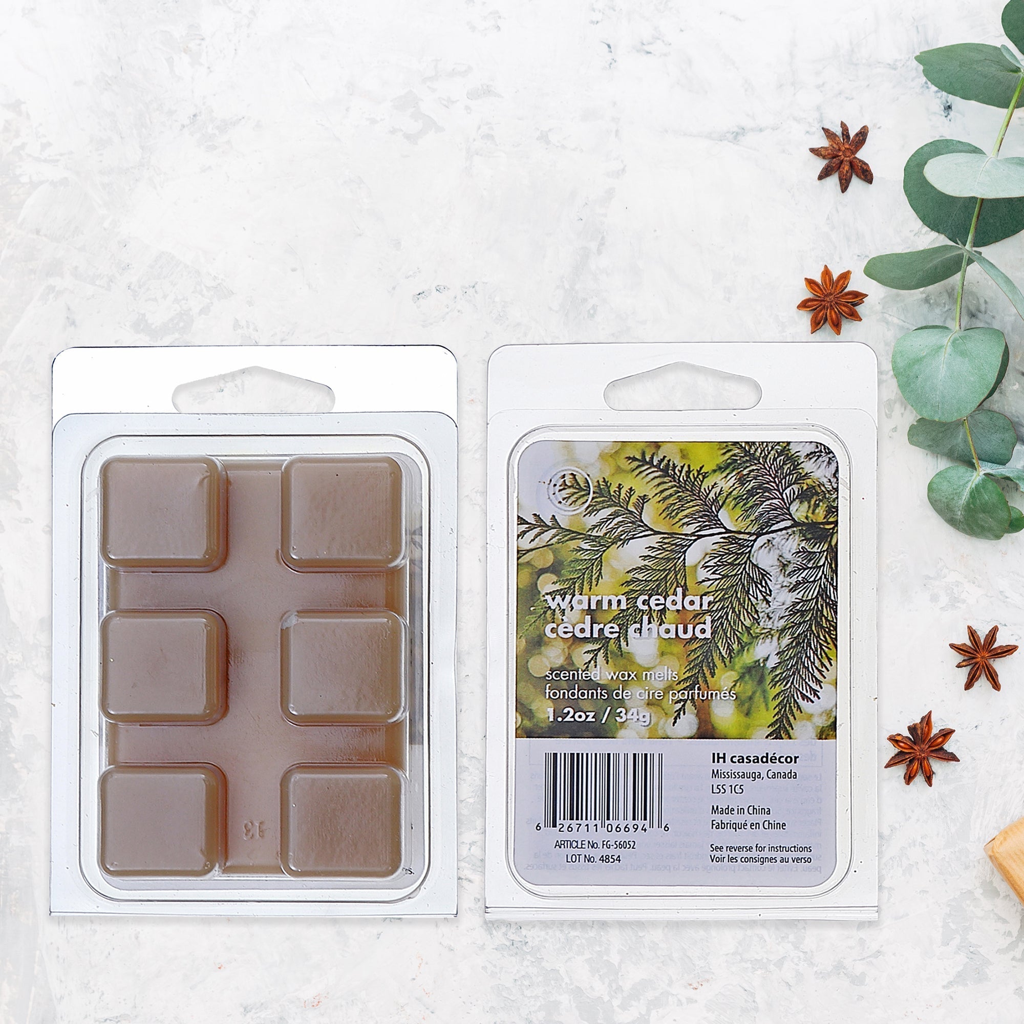 6-Pack Scented Wax Melts Warm Cedar – Home Fragrance, Wax Melt Cubes
