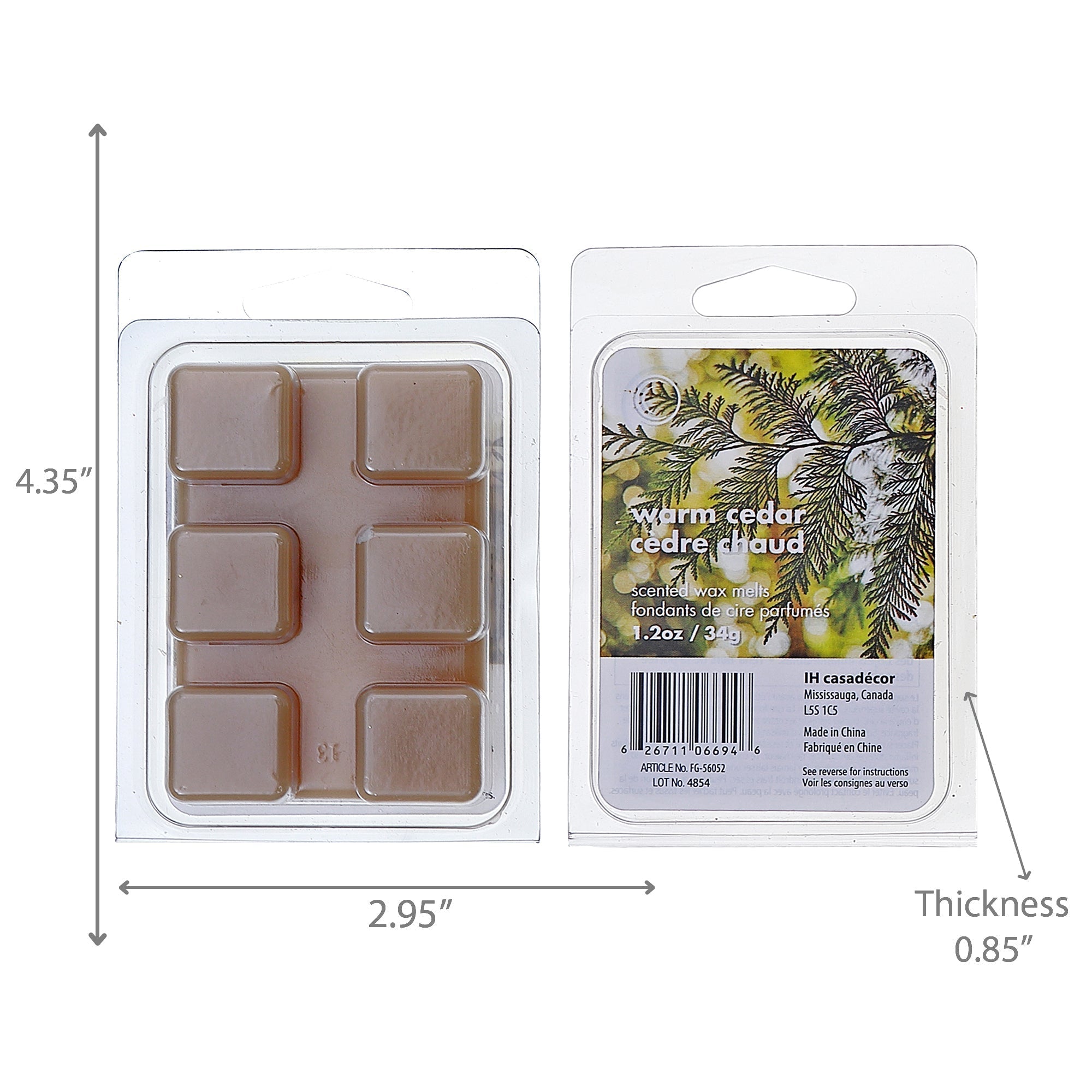 6-Pack Scented Wax Melts Warm Cedar – Home Fragrance, Wax Melt Cubes