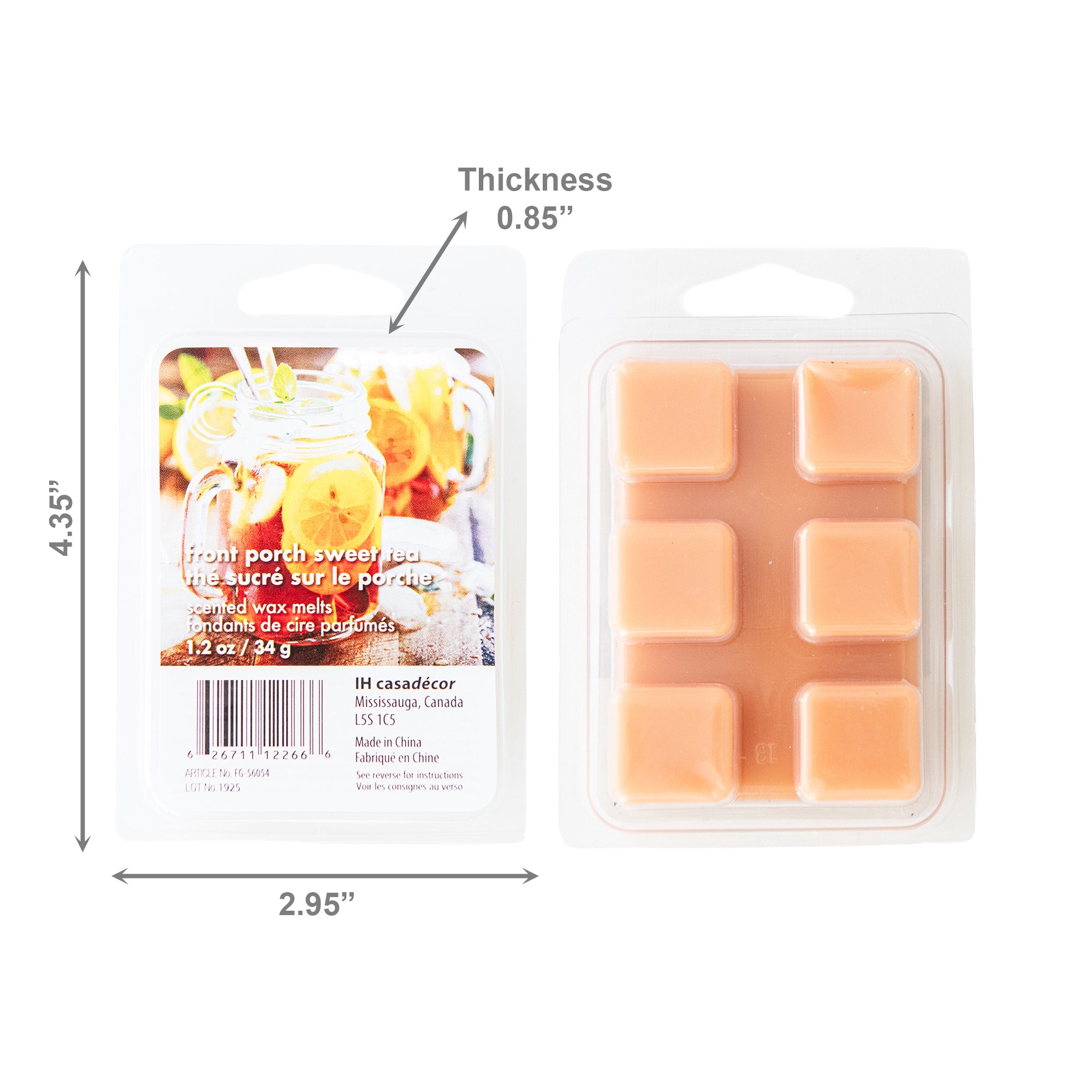 6 Pack Scented Wax Melts with Cozy Front Porch Sweet Tea Aroma - Set of 6