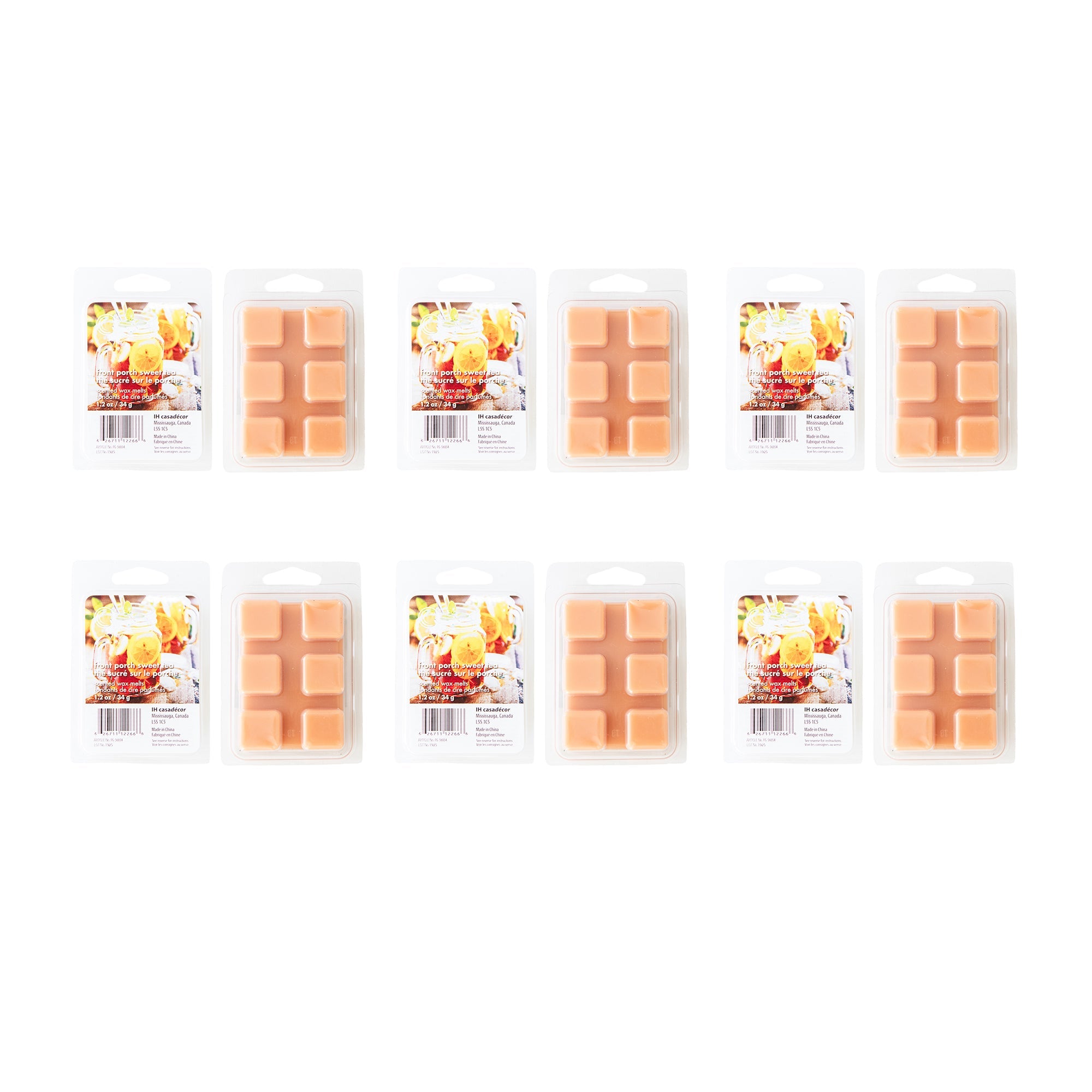 6 Pack Scented Wax Melts with Cozy Front Porch Sweet Tea Aroma - Set of 6
