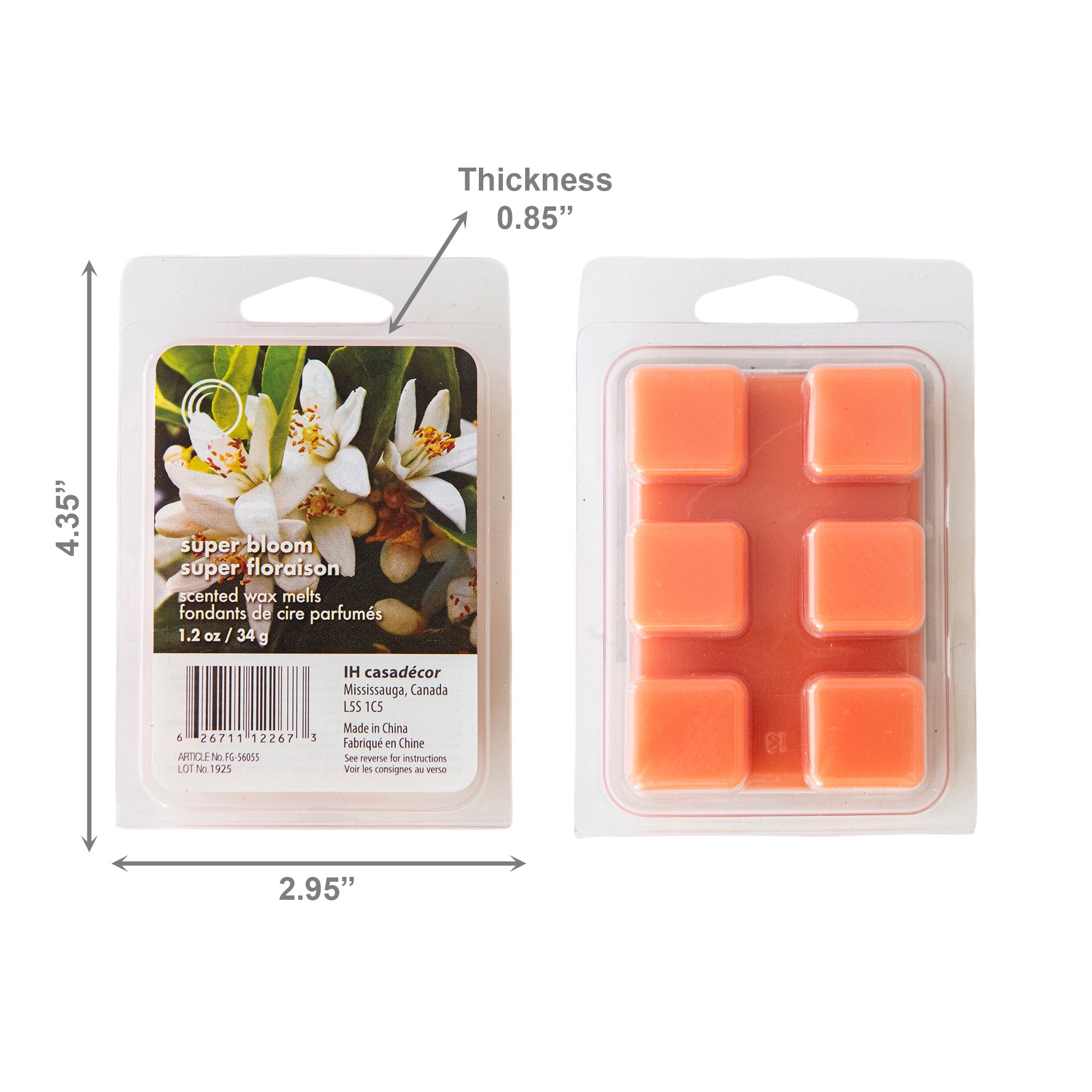 6 Pack Scented Wax Melts with Fresh Superbloom Floral Fragrance - Set of 6