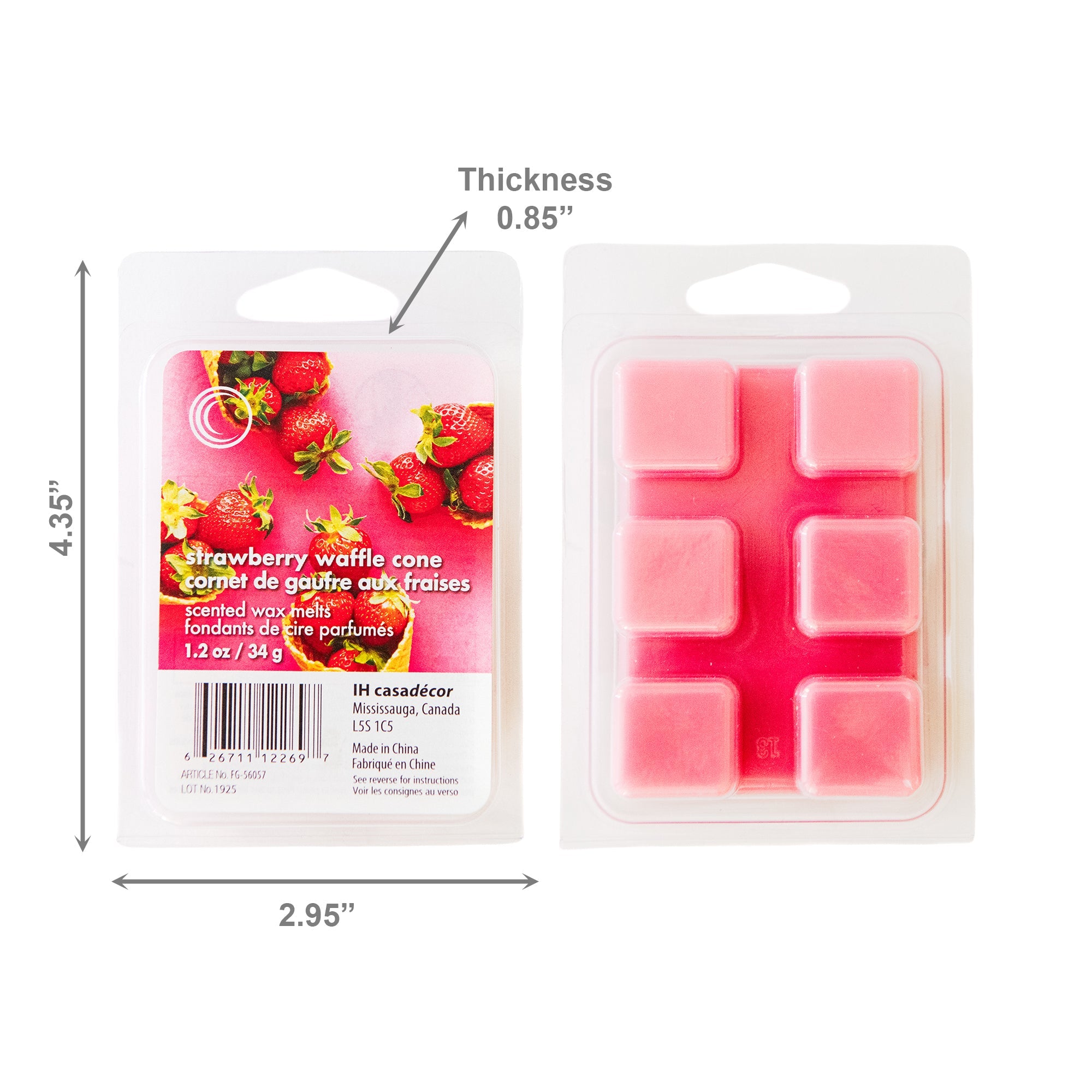 6 Pack Scented Wax Melts with Sweet Strawberry Waffle Cone Aroma - Set of 6