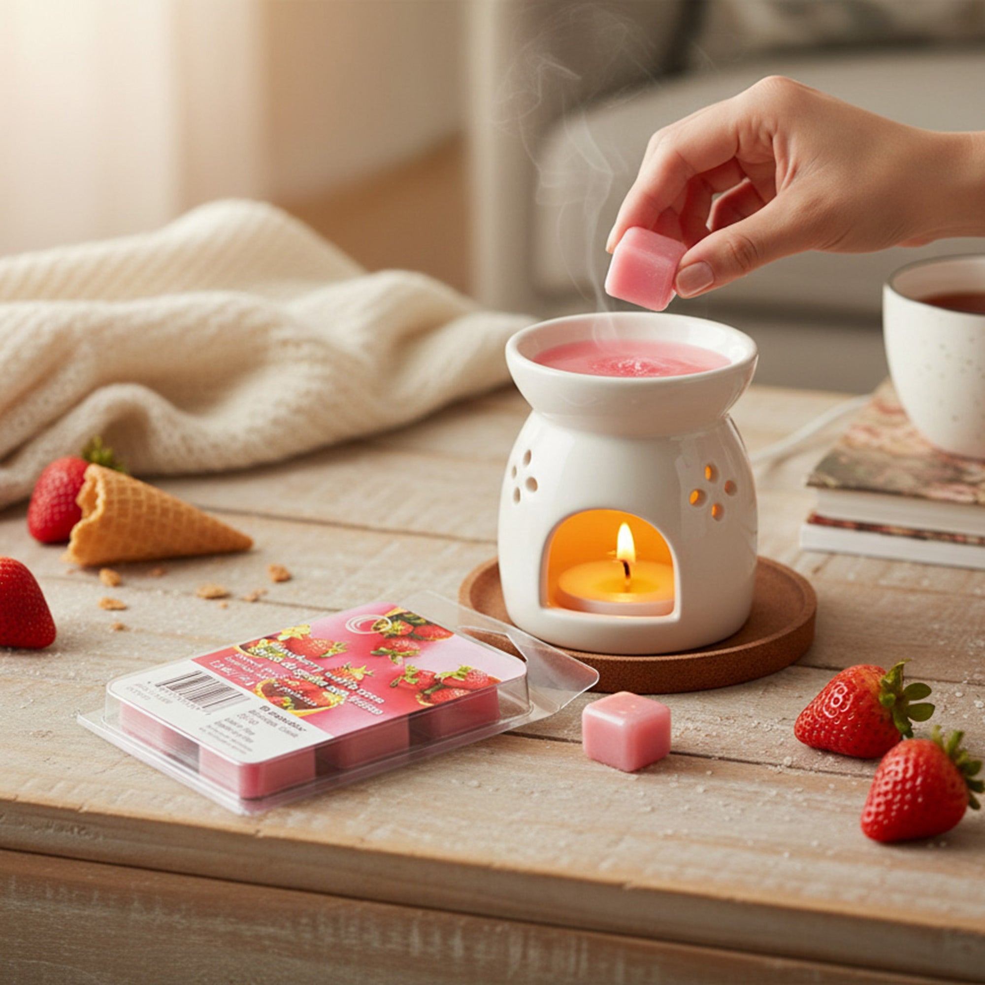 6 Pack Scented Wax Melts with Sweet Strawberry Waffle Cone Aroma - Set of 6